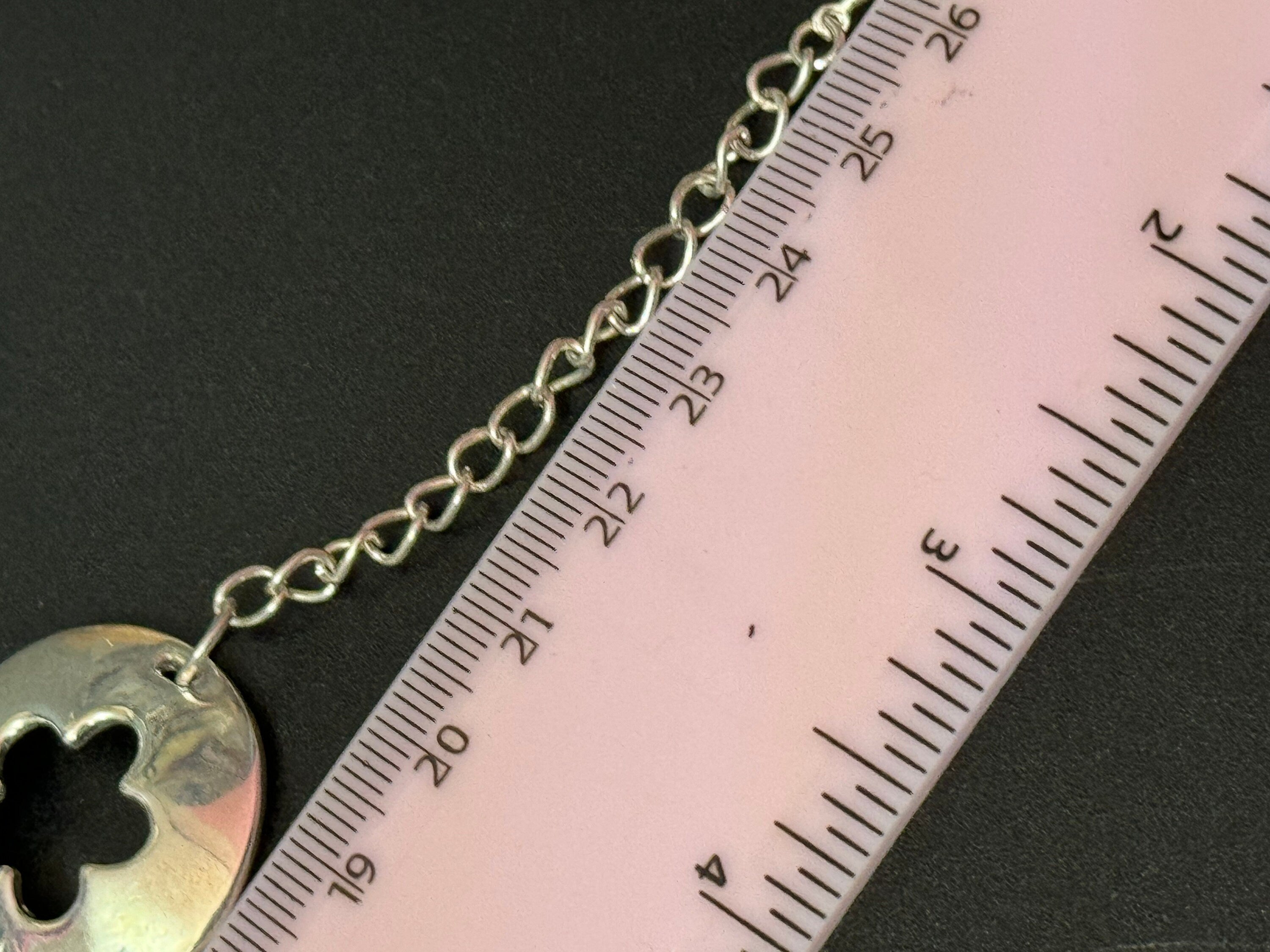 Vintage wide interlinking flower circles panel link silver tone bracelet modernist 20-25cm x 3cm