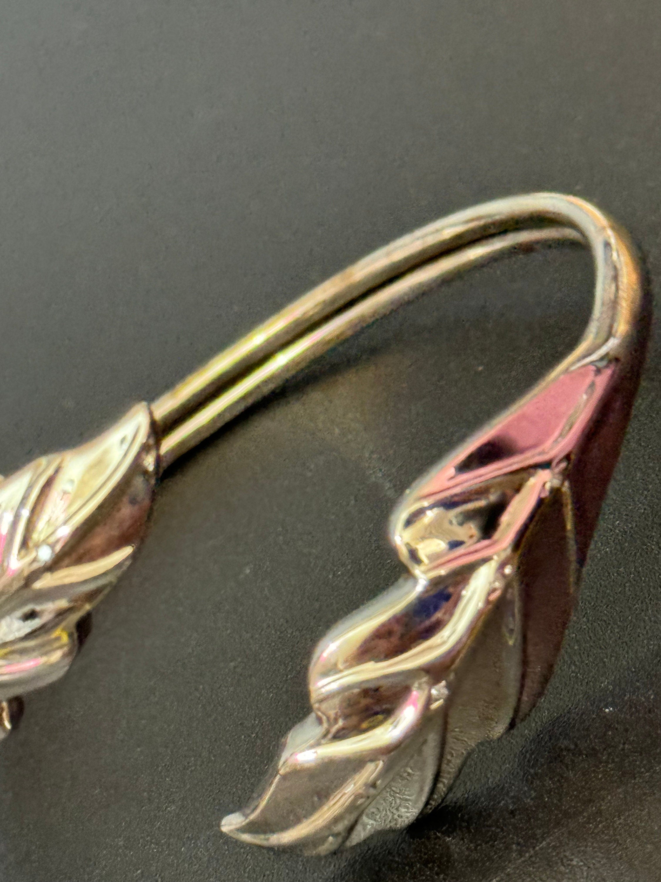 Vintage 925 torque embossed leaf Cuff Bangle Bracelet sterling Silver 20 grams
