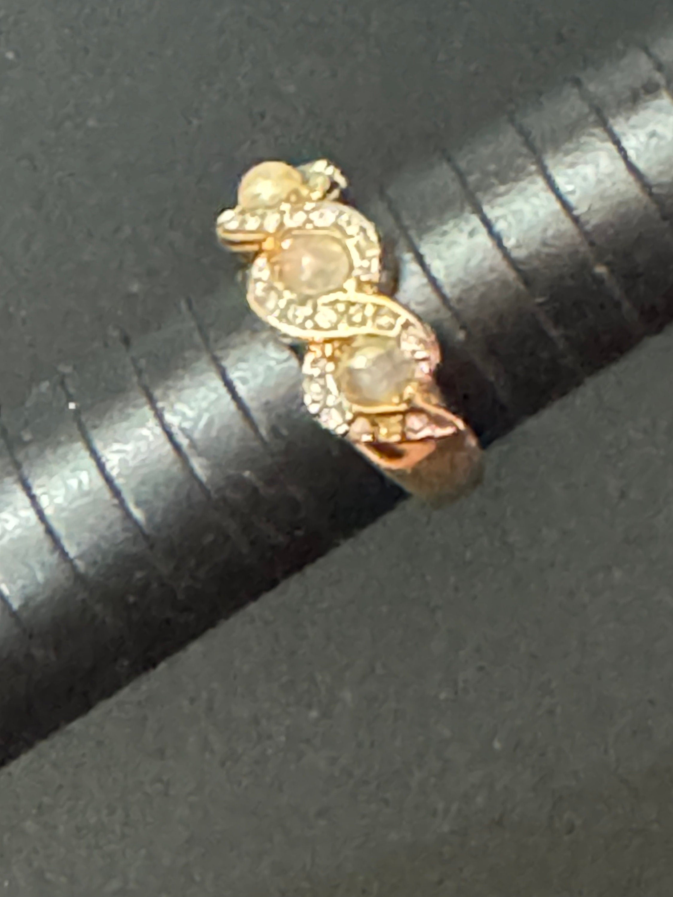 Uk size Q signed Joan rivers gold tone crystal Diamanté pink gemstone ring