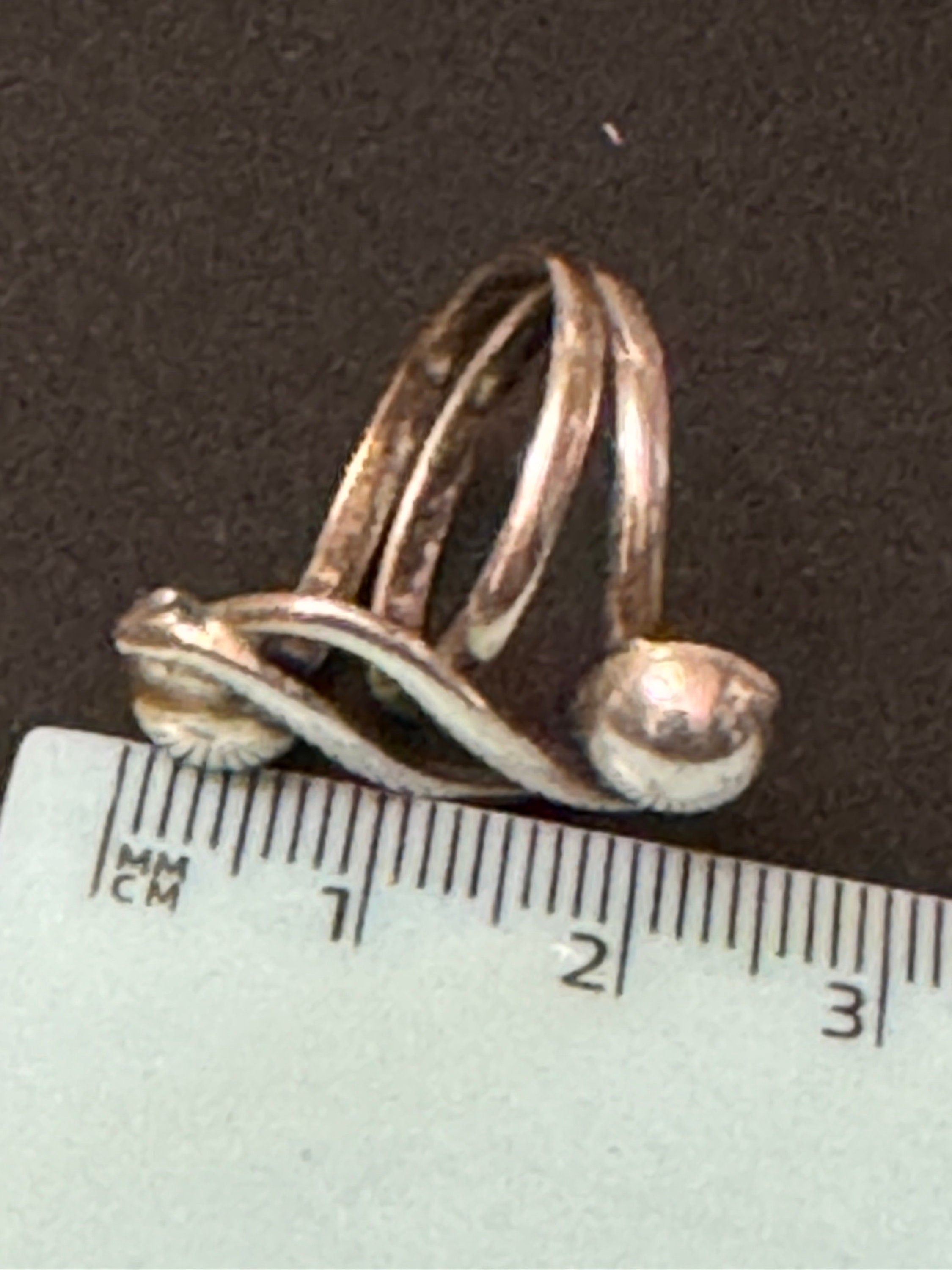 Vintage 925 sterling silver modernist ball ring 3.8 grams adjustable size NOPQ