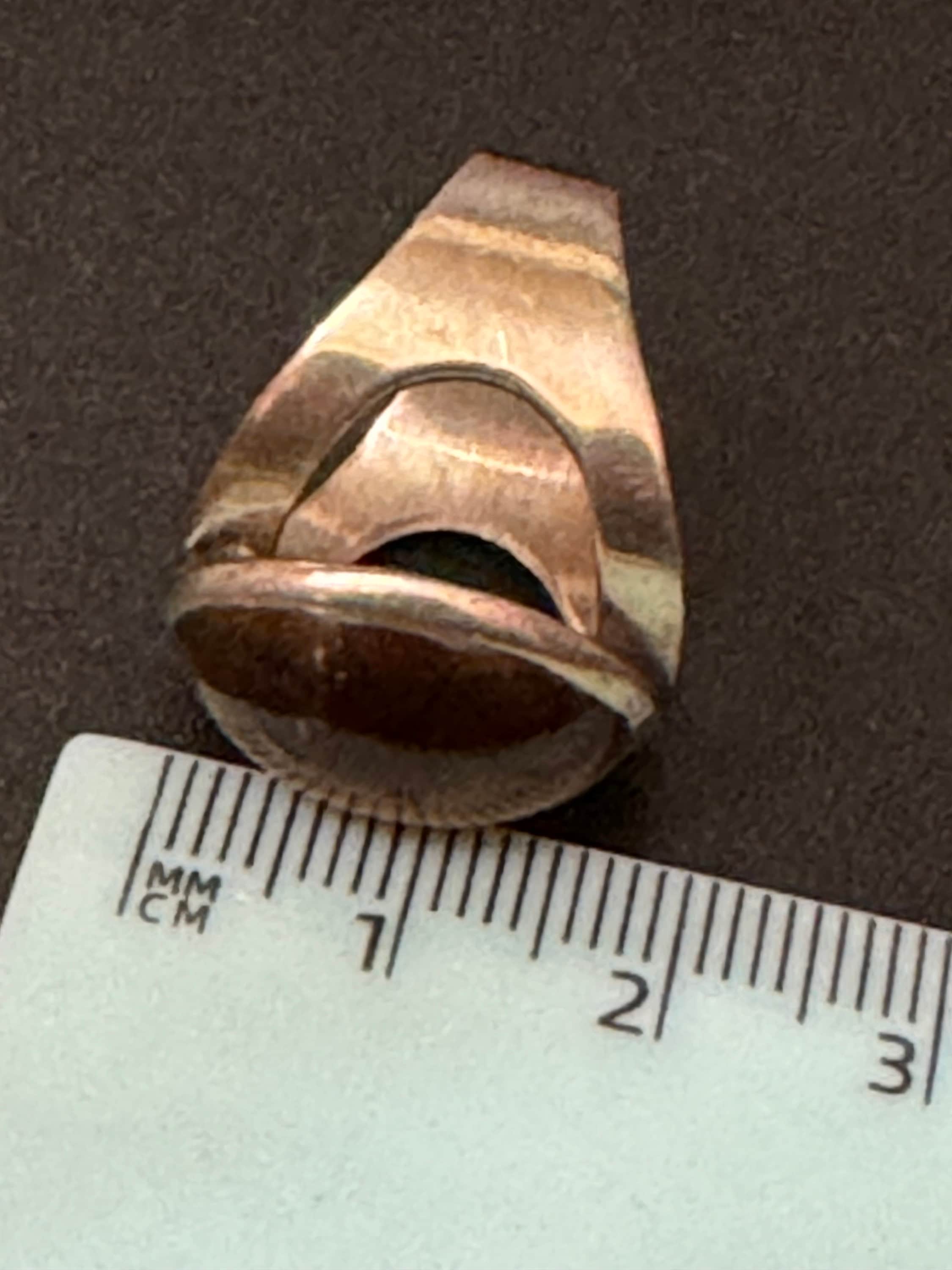 Size m n o p Vintage 925 sterling silver adjustable ring with oval tigers eye gemstone cabochon 1960s