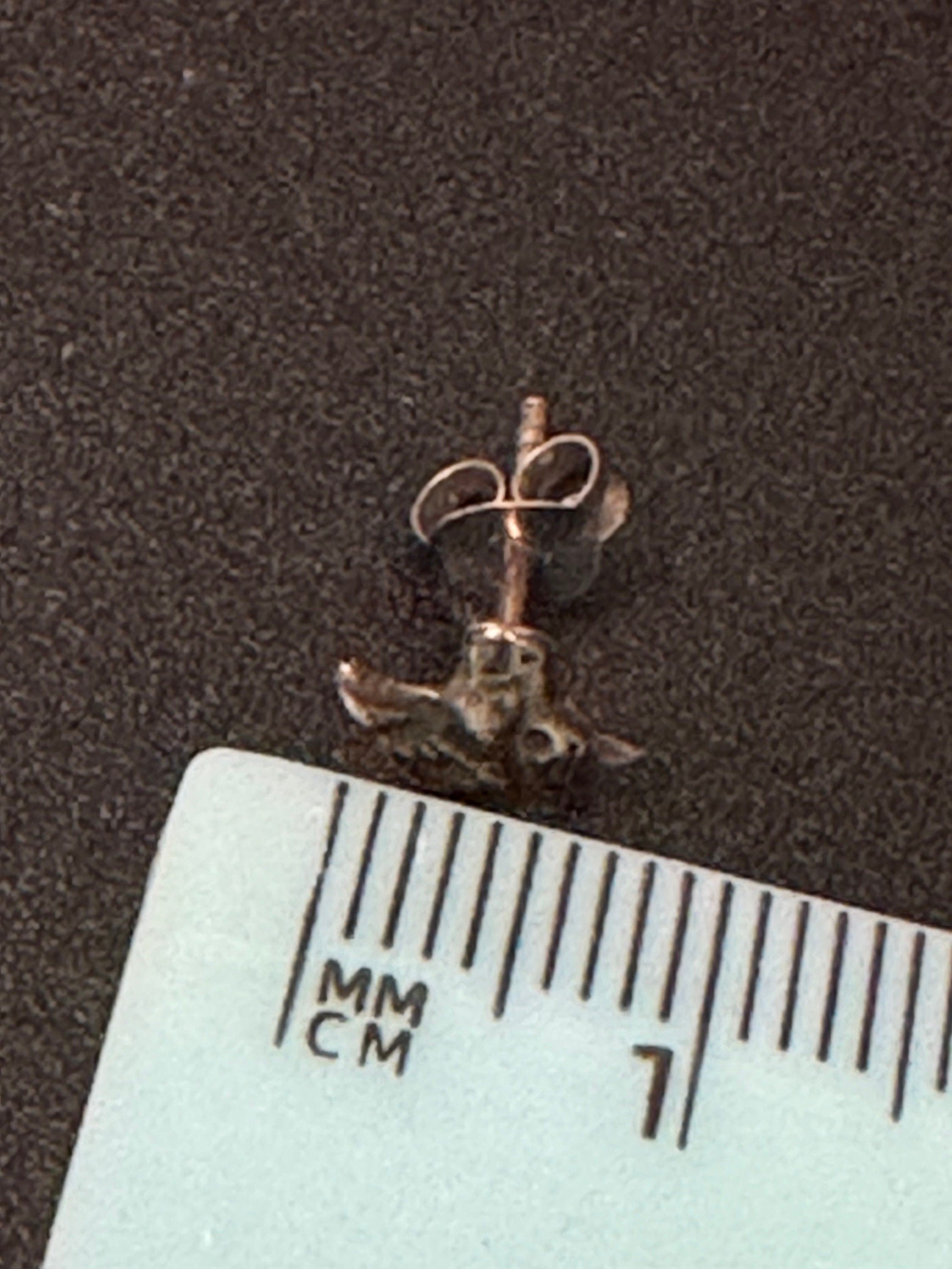 Novelty retro 925 Sterling silver small horse  stud earrings pierced