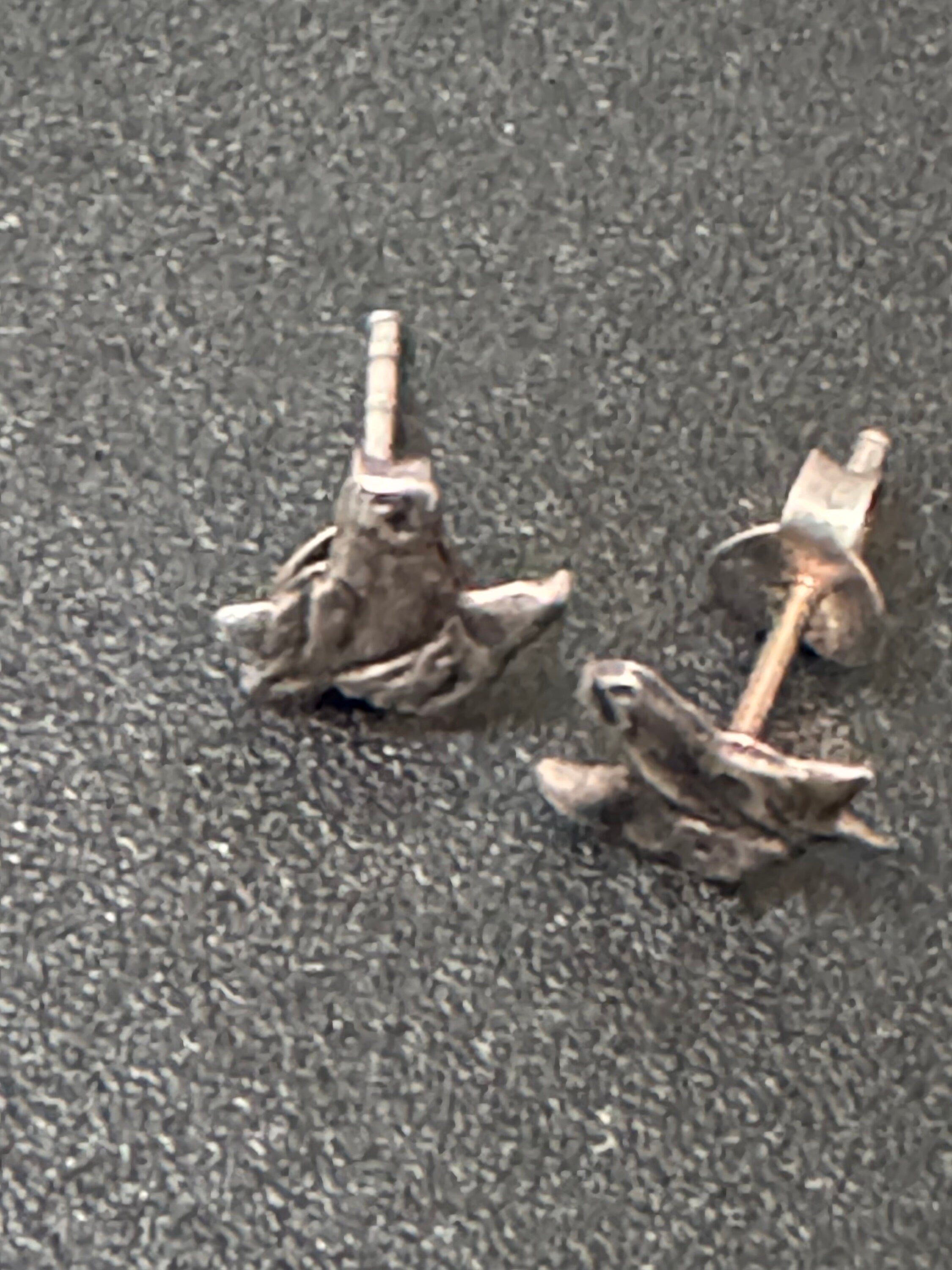 Novelty retro 925 Sterling silver small horse  stud earrings pierced