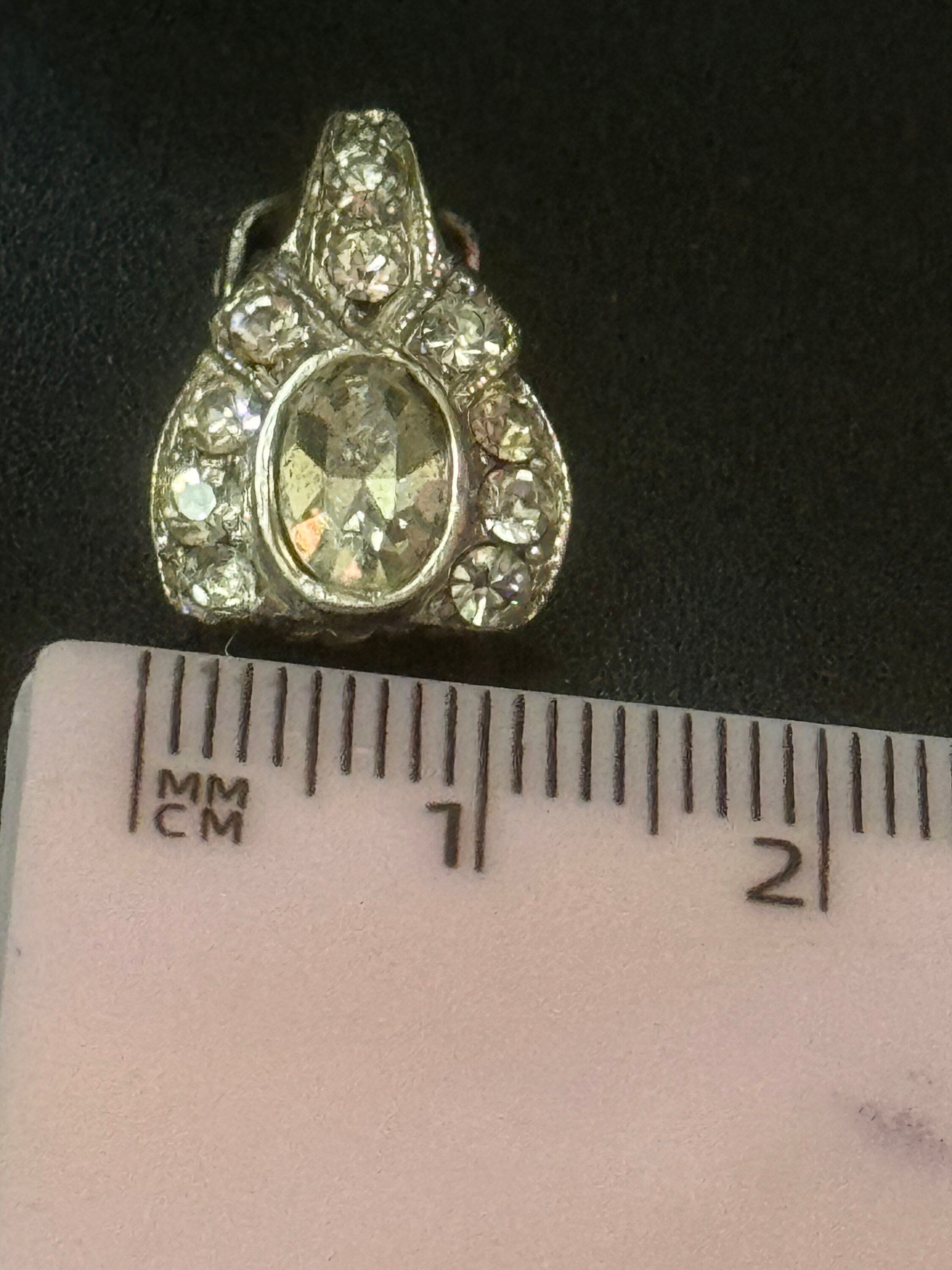 Signed REINAD high end silver tone clip on Stud button earrings clear diamanté