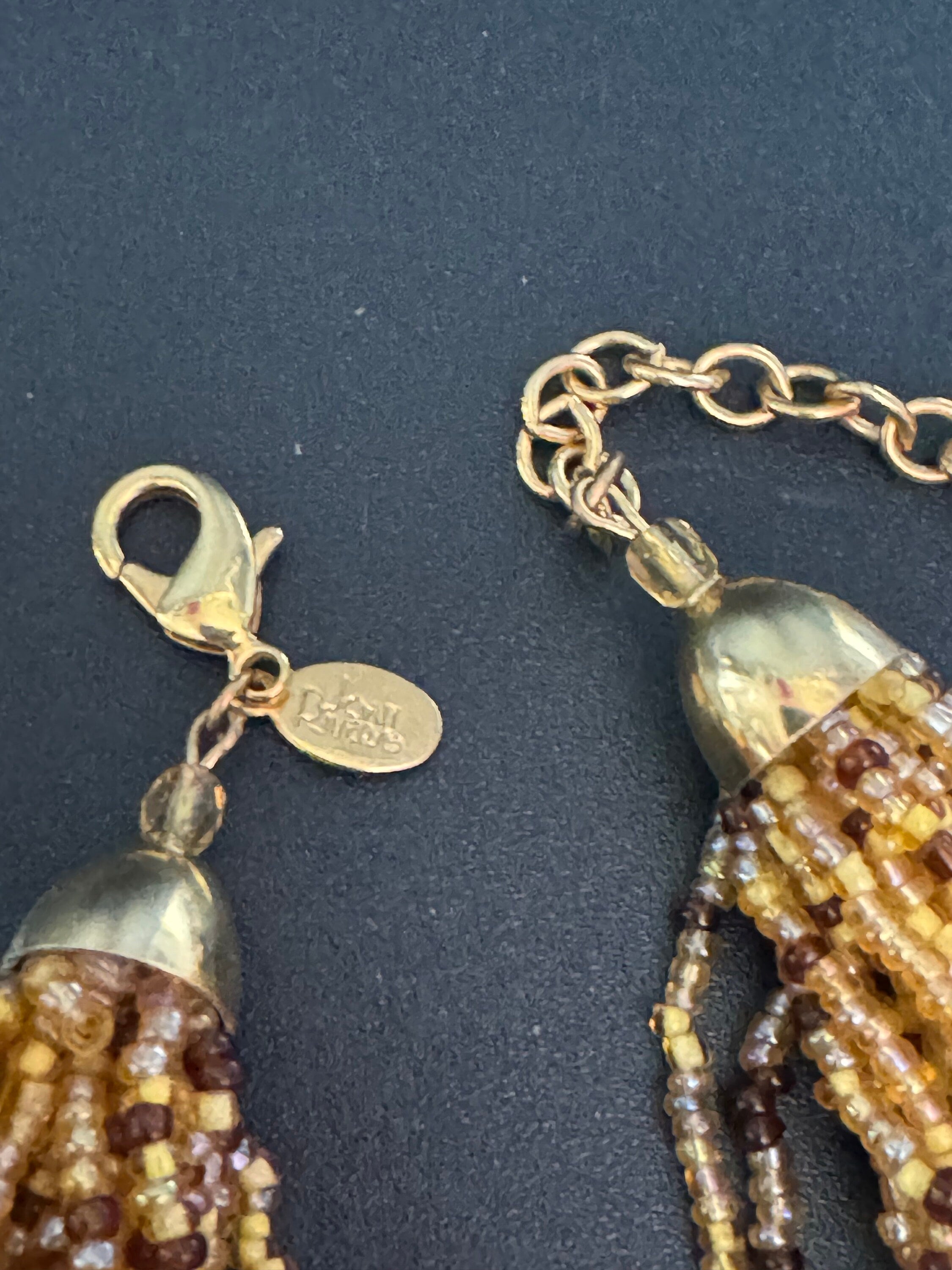 Signed Joan rivers Vintage brown bronze glass seed bead twisted multi-strand choker necklace