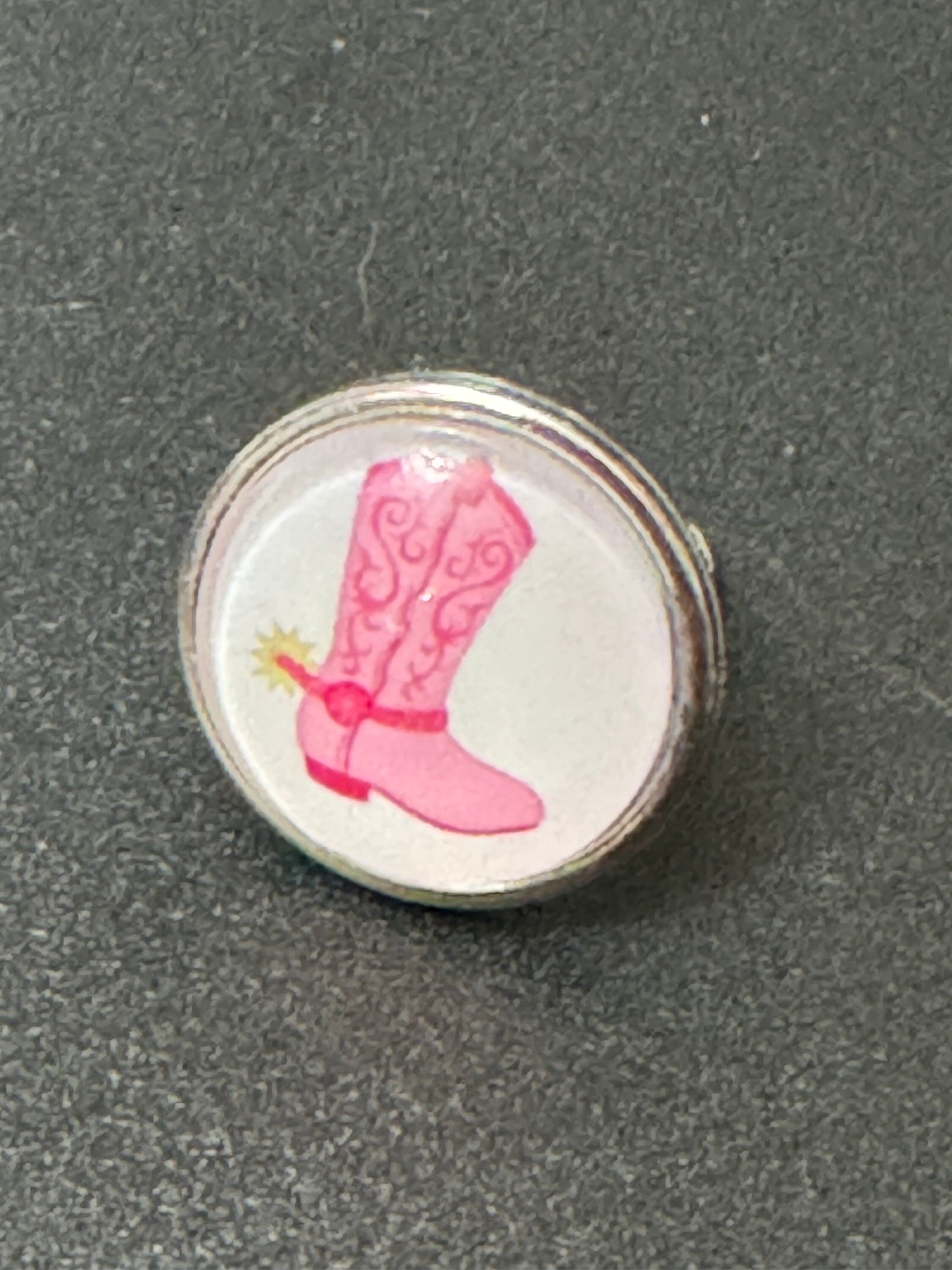 Pink Cowboy Boot Ring: Stainless Steel Adjustable Western Jewelry