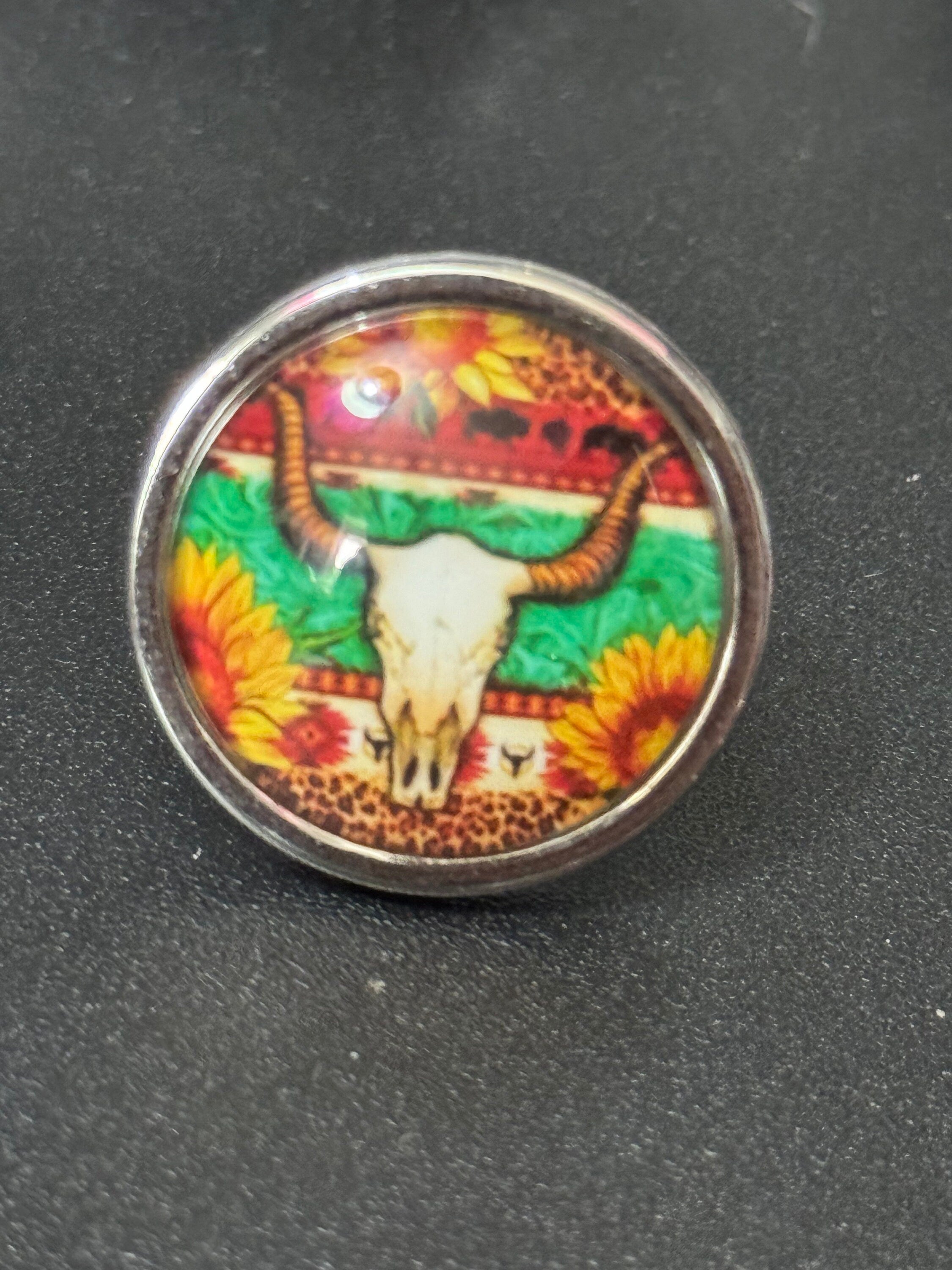 Buffalo Skull Ring: Southwestern Cowboy Stainless Steel Adjustable Ring
