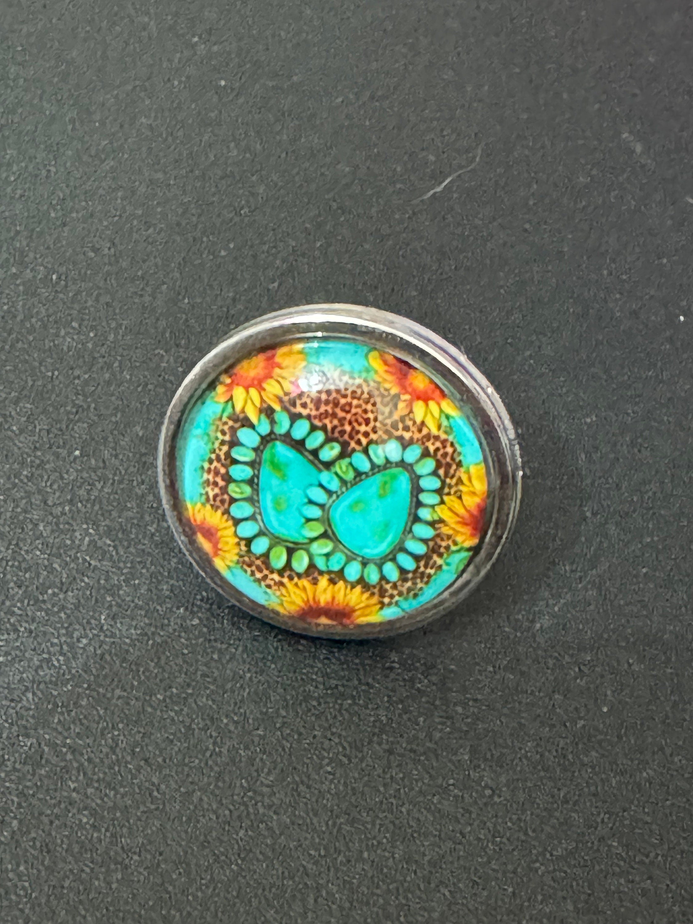 Cowboy Turquoise Gemstone Ring: Western Stainless Steel Adjustable Ring