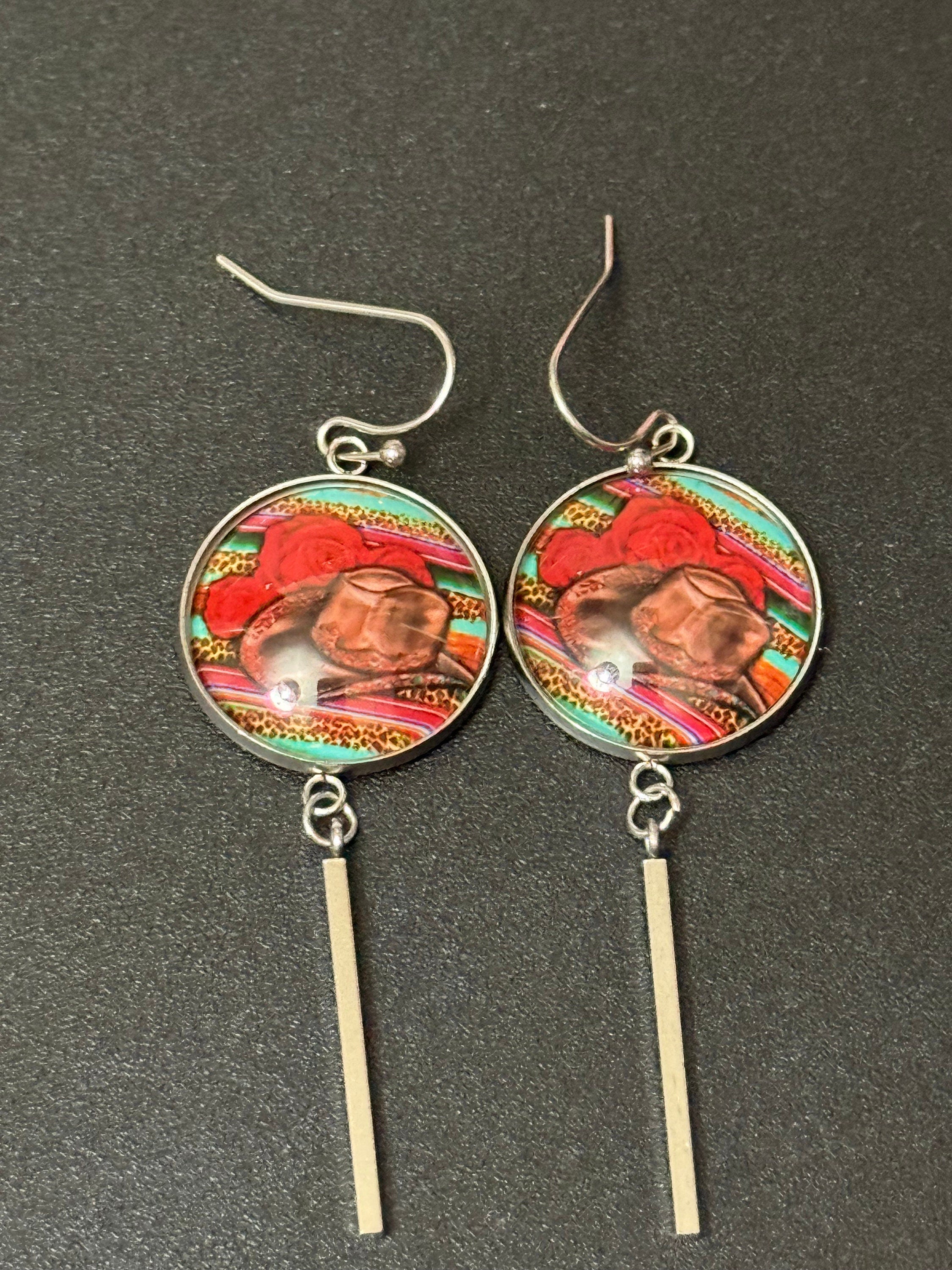 Western Cowboy Hat Earrings: South American Style, Stainless Steel