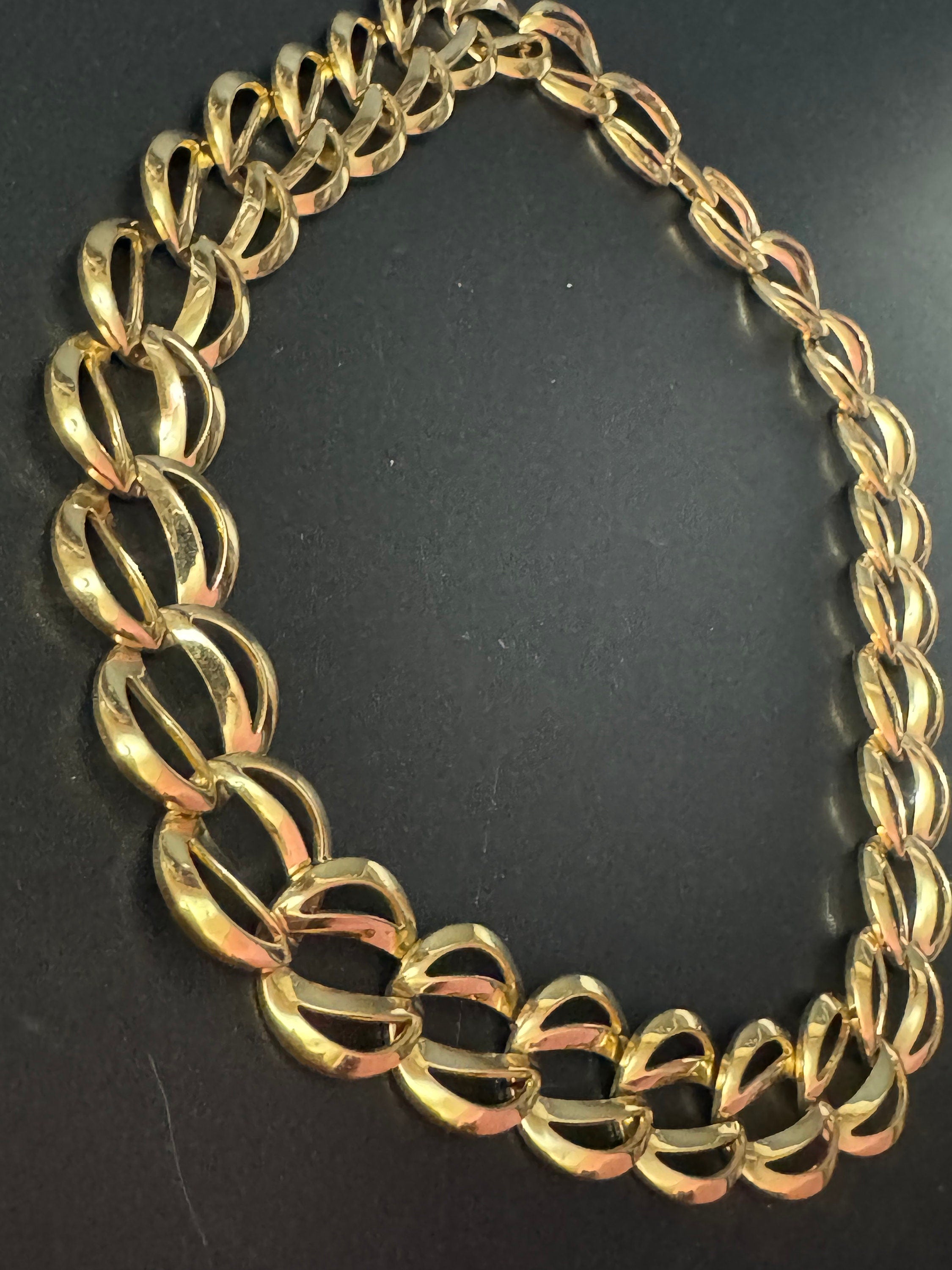 Signed Napier Vintage gold wide Cable link wide choker collar necklace