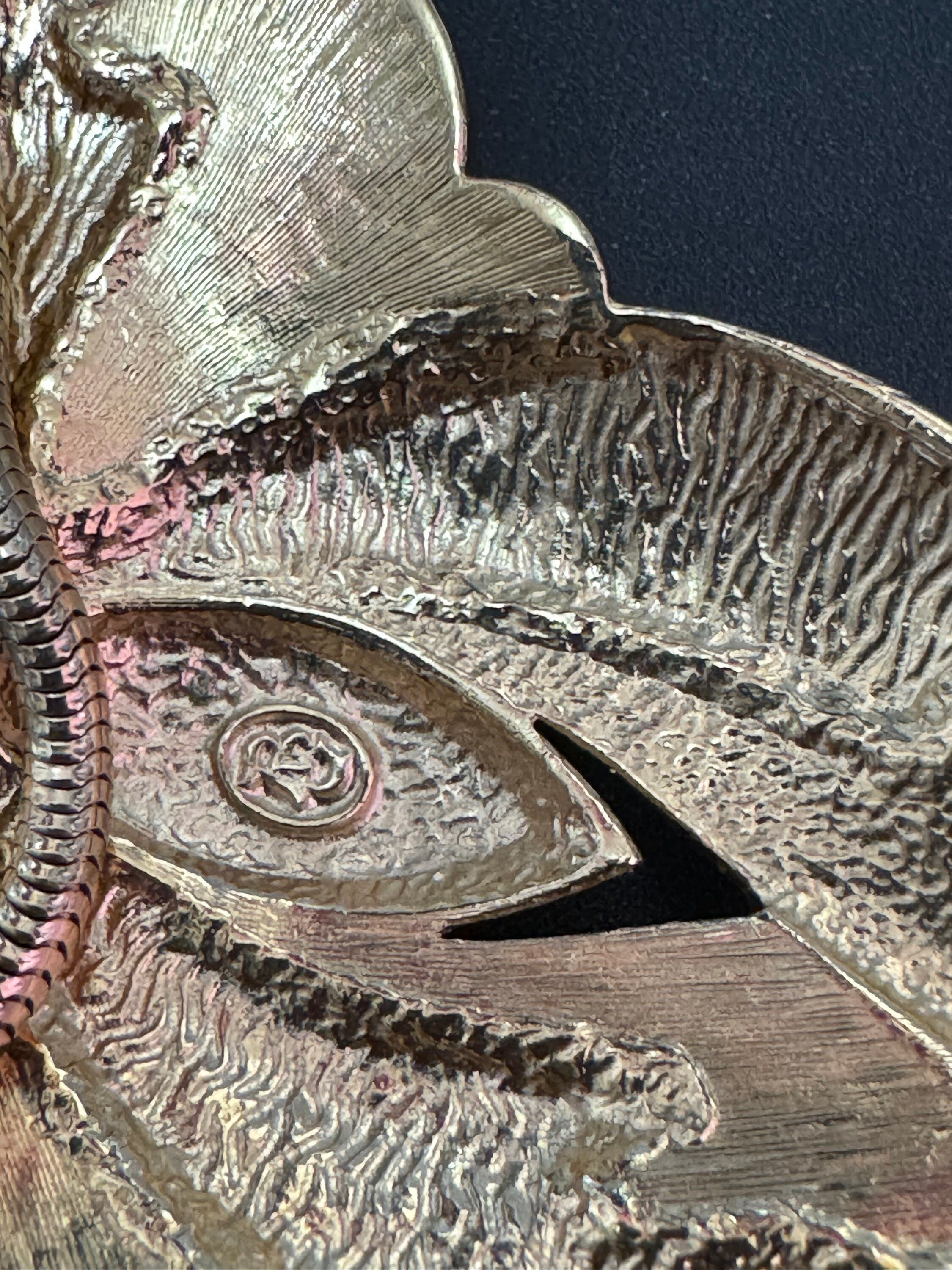 Signed BG Bergdorf Goodman Vintage Enamel Choker: Gold Tone Snake Chain