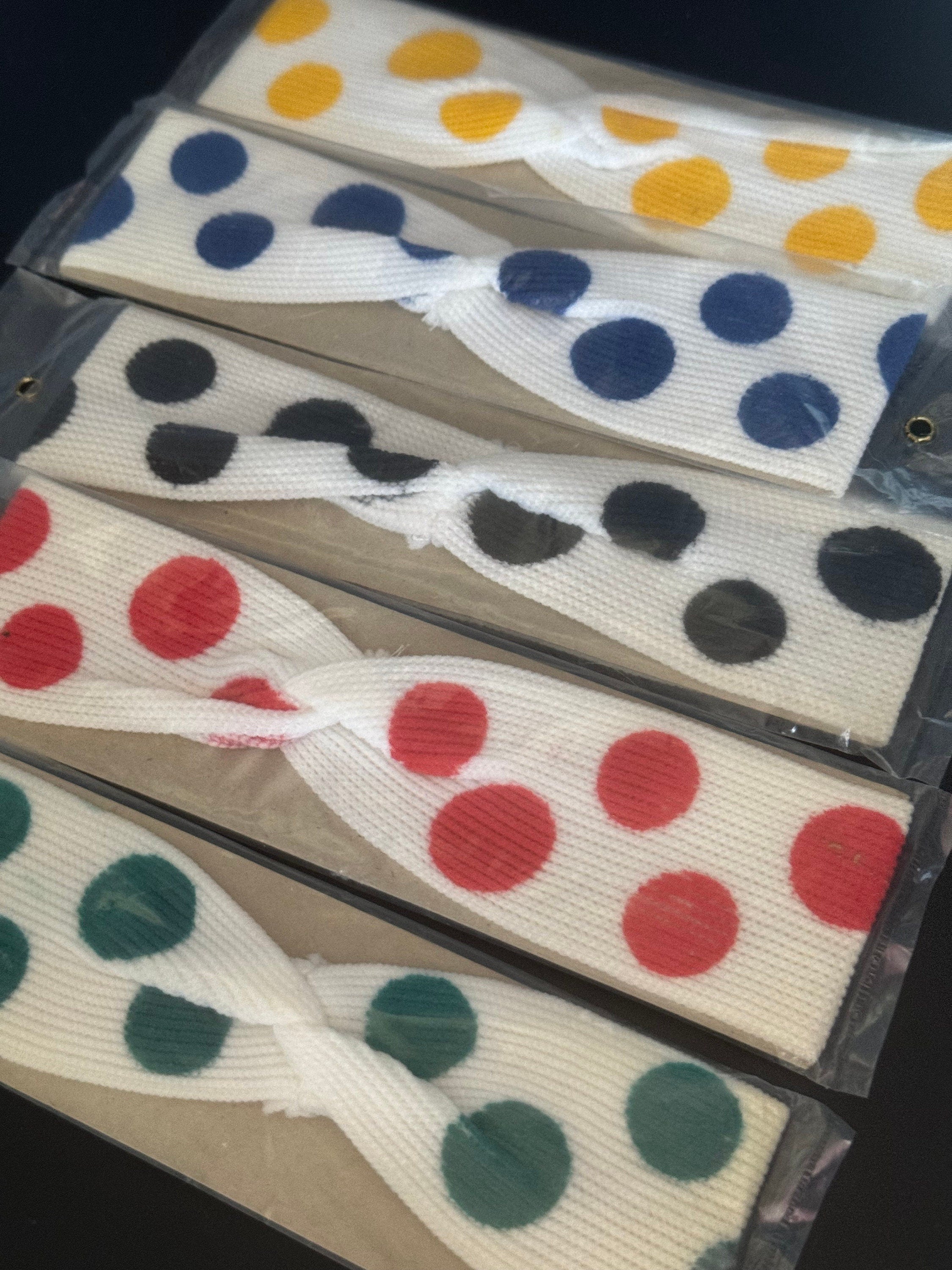 Vintage Paulette polka dot stretch head bands  black yellow red blue green