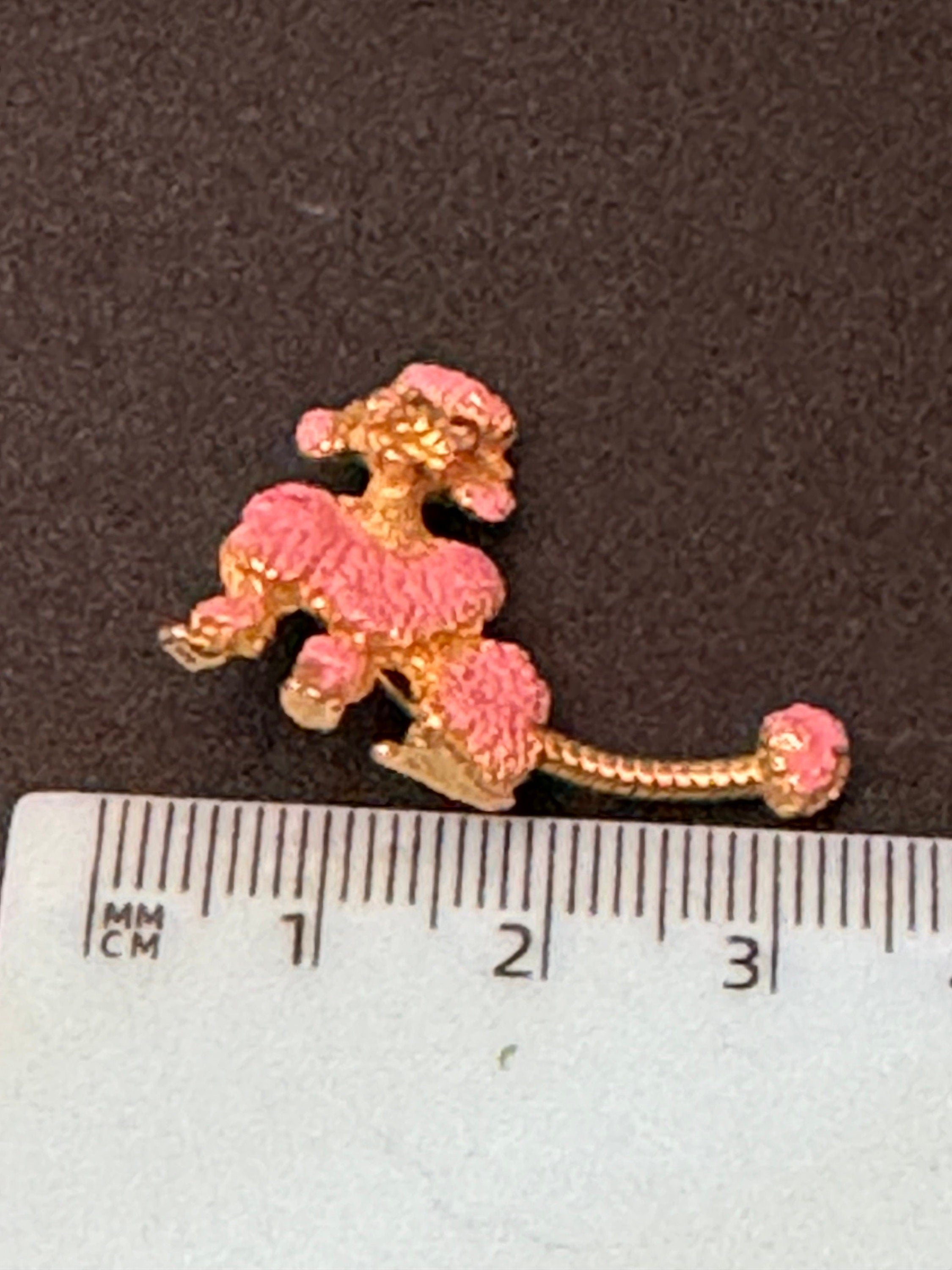 Vintage small kitsch fluffy pink POODLE Dog Brooch Pin mid century
