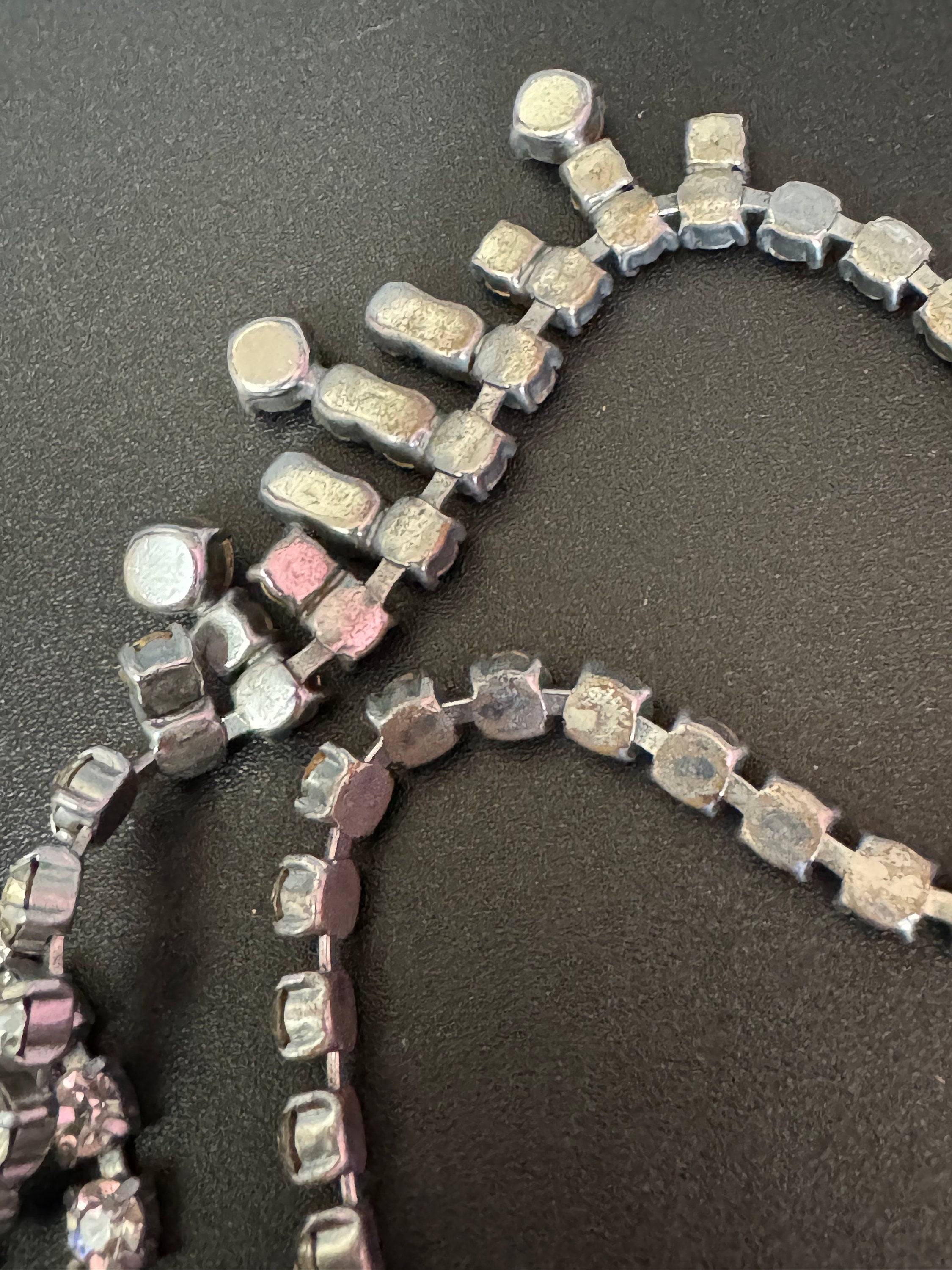 Petite 39.5cm silver Clear glass Diamanté rhinestone paste cocktail necklace
