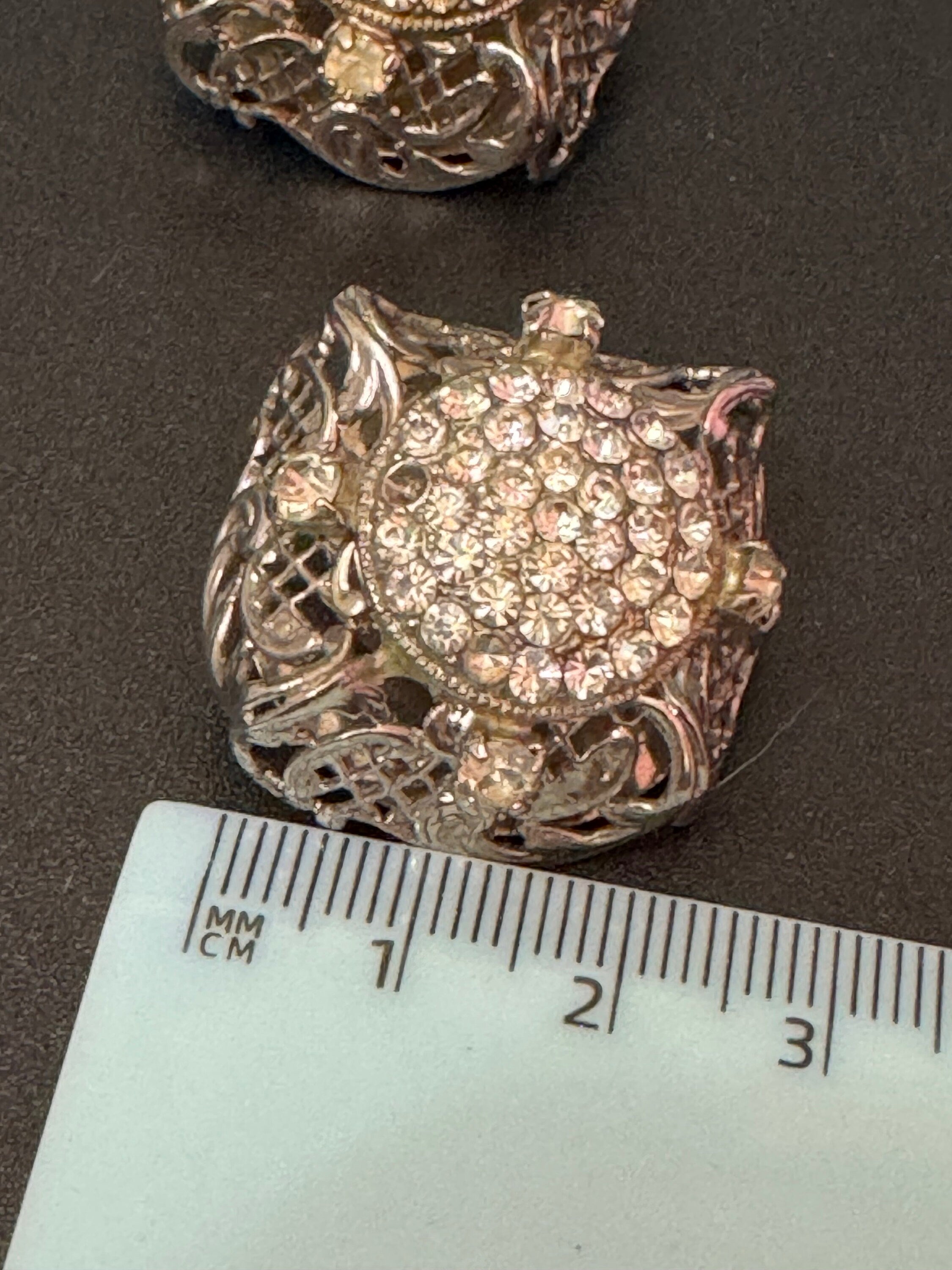 Czech vintage clear caged crystal Diamanté Rhinestone Clip On stud Earrings