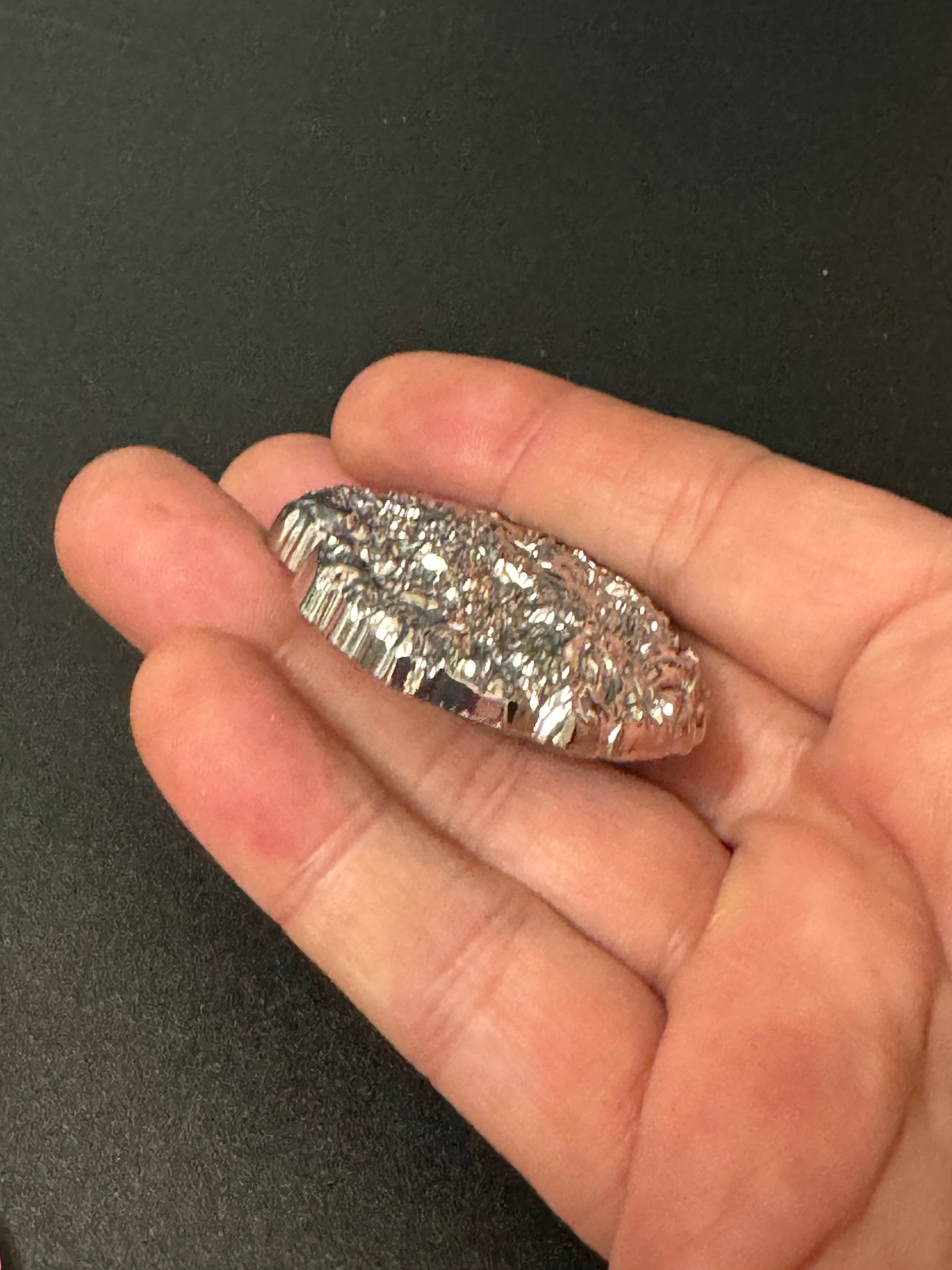 Huge 1 piece XL 45.5mm metal silver tone brutalist textured coat button metal shank