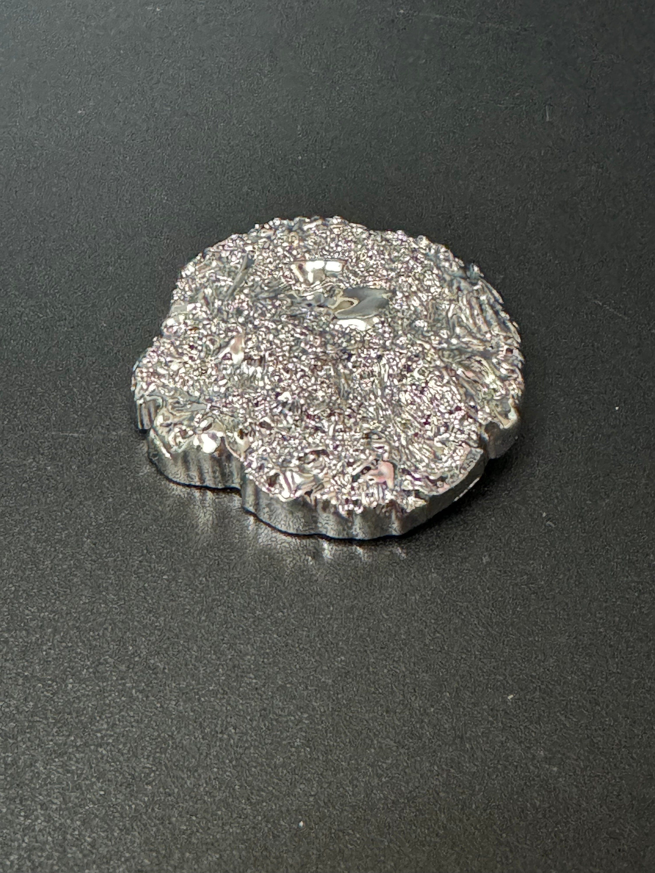 Huge 1 piece XL 45.5mm metal silver tone brutalist textured coat button metal shank