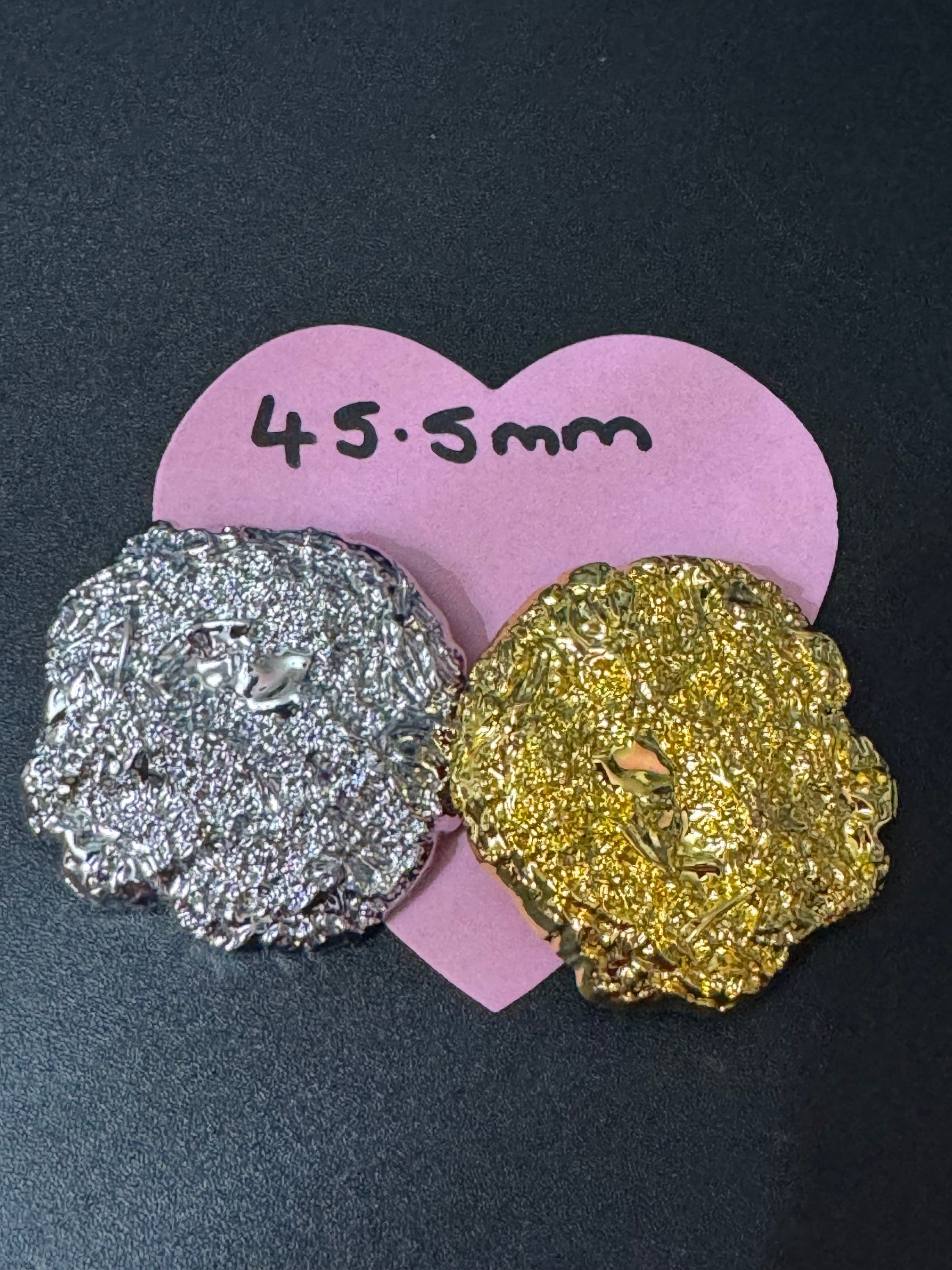 Huge 1 piece XL 45.5mm metal silver tone brutalist textured coat button metal shank