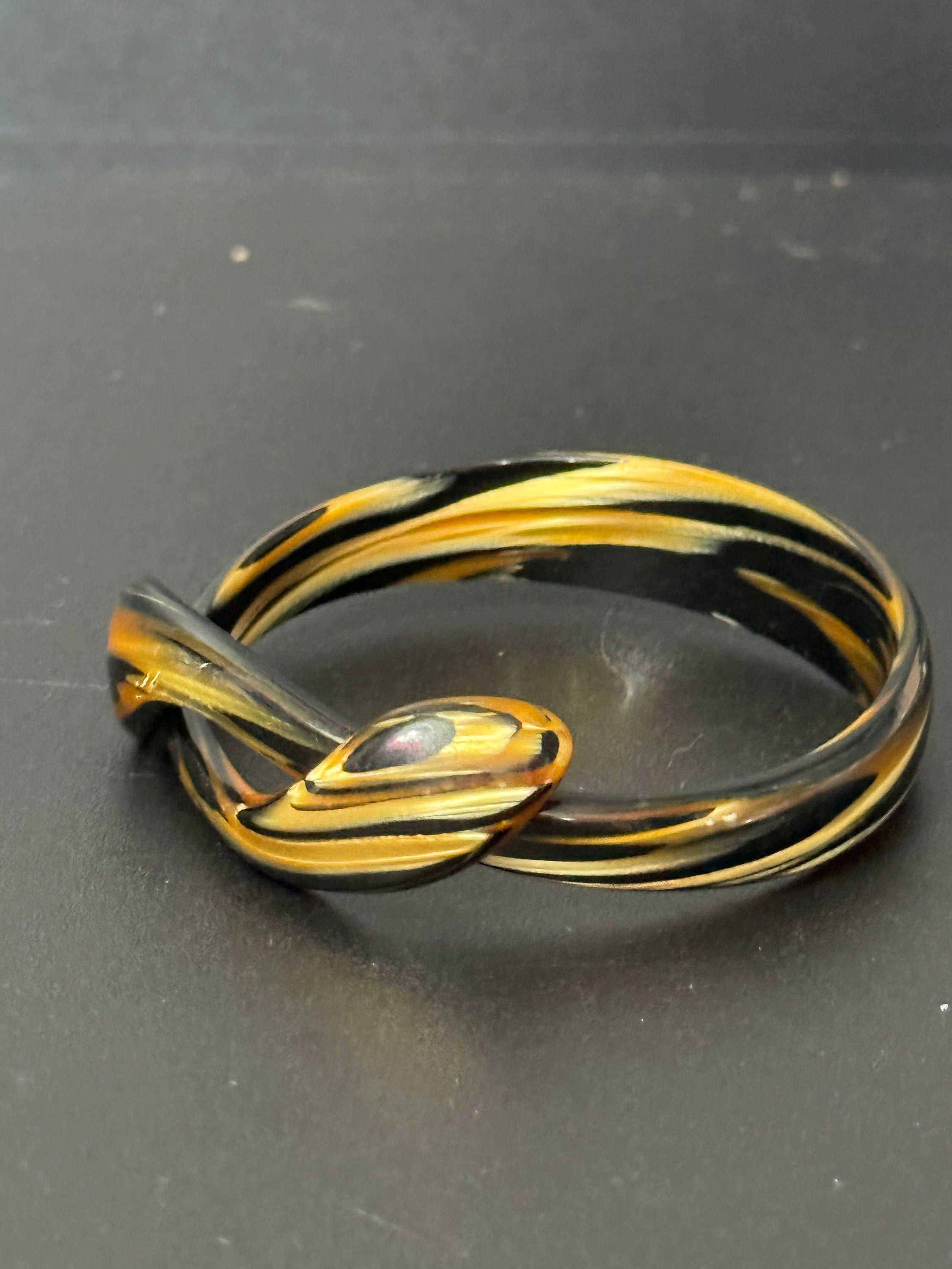 Vintage Art Deco Period beige brown Cream Early Plastic Celluloid SNAKE wrap bangle bracelet
