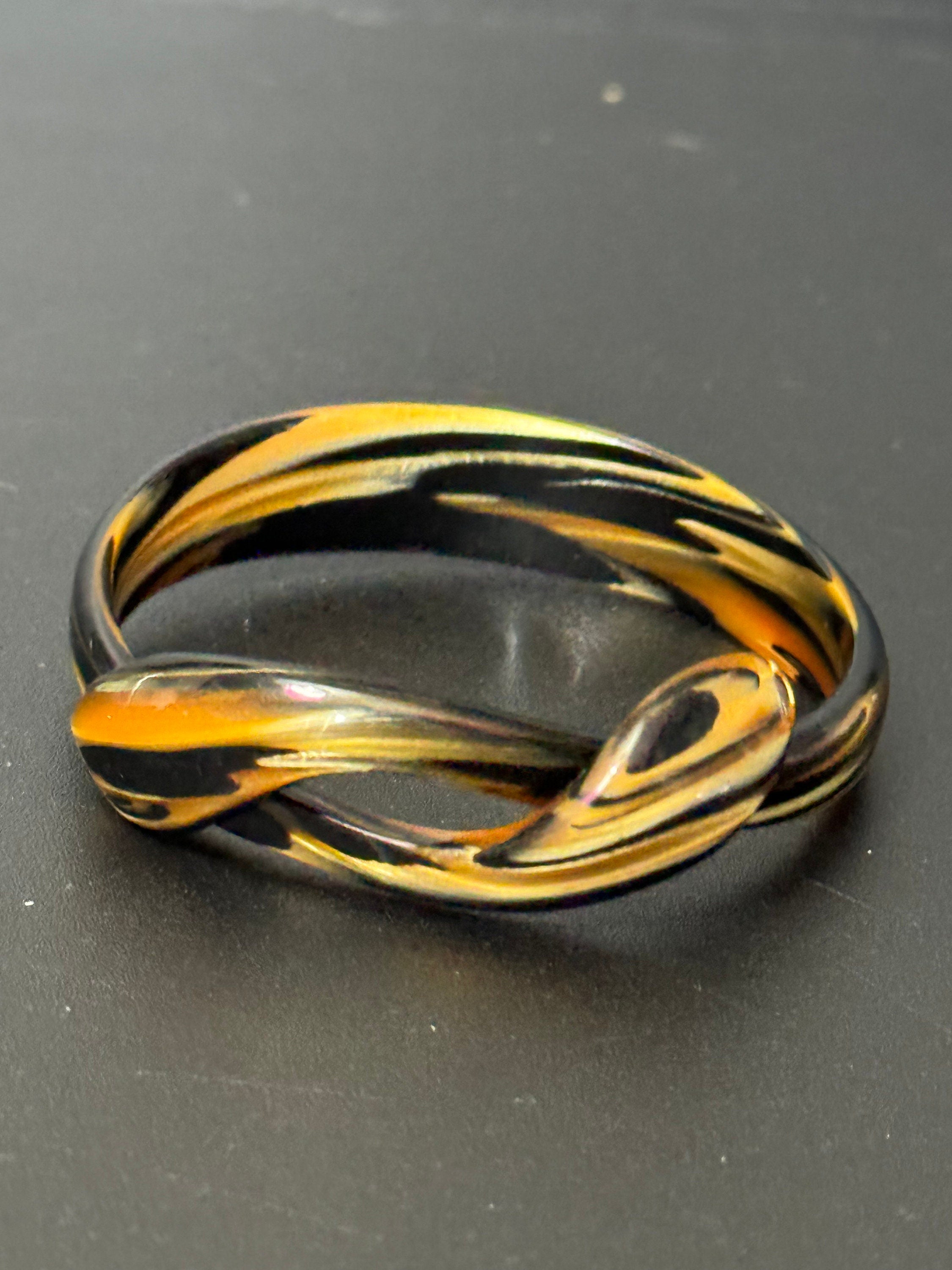 Vintage Art Deco Period beige brown Cream Early Plastic Celluloid SNAKE wrap bangle bracelet