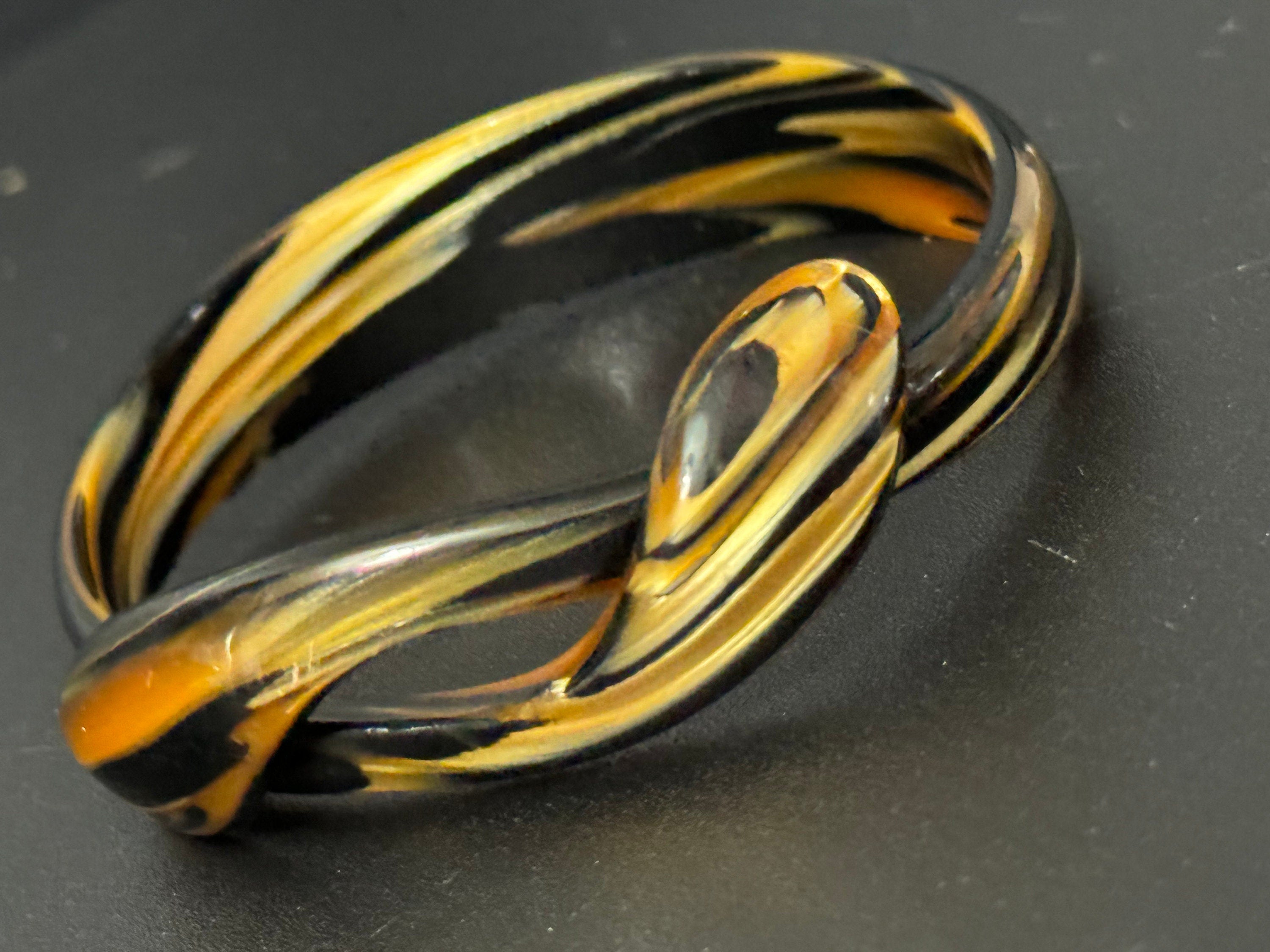 Vintage Art Deco Period beige brown Cream Early Plastic Celluloid SNAKE wrap bangle bracelet