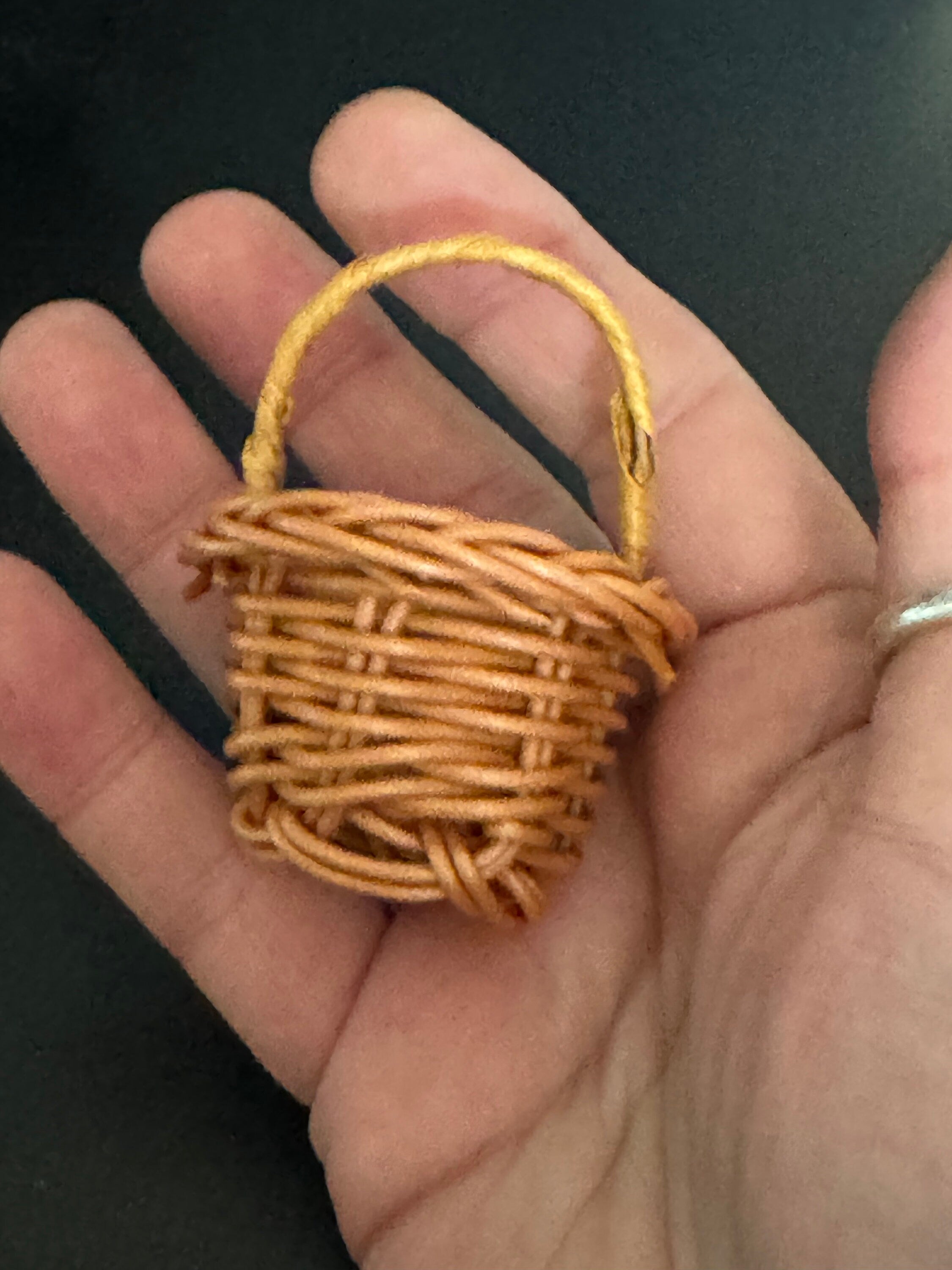 Miniature wicker basket cake topper decoration micro scenery craft supply