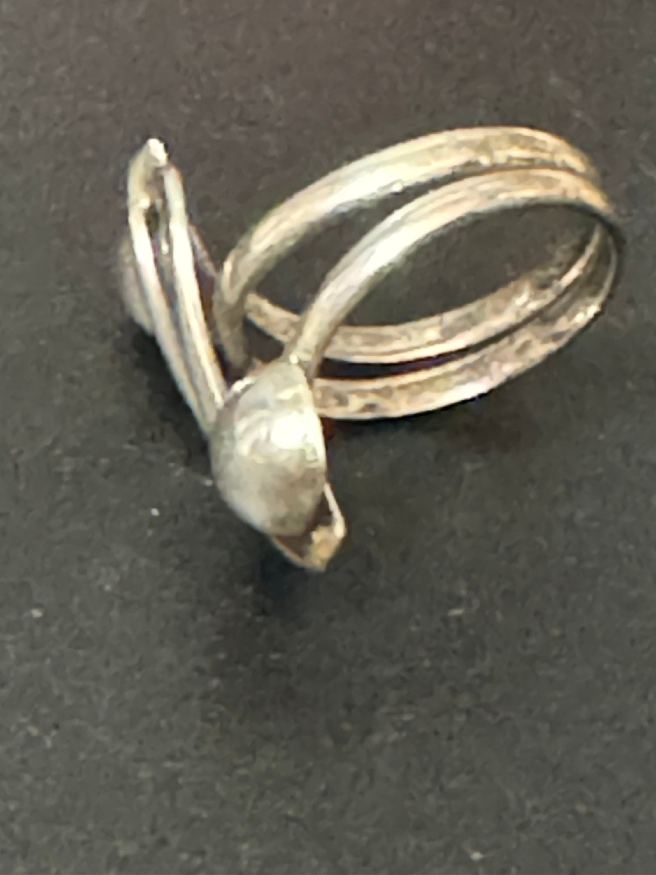 Vintage 925 sterling silver modernist ball ring 3.8 grams adjustable size NOPQ