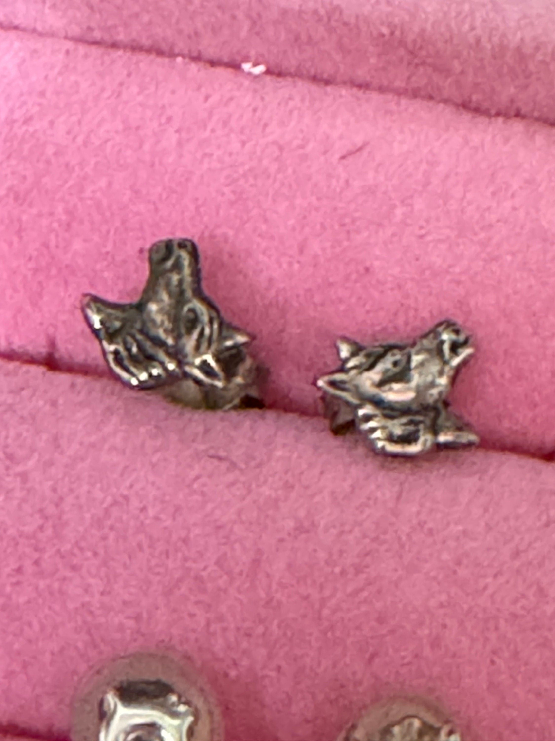 Novelty retro 925 Sterling silver small horse  stud earrings pierced