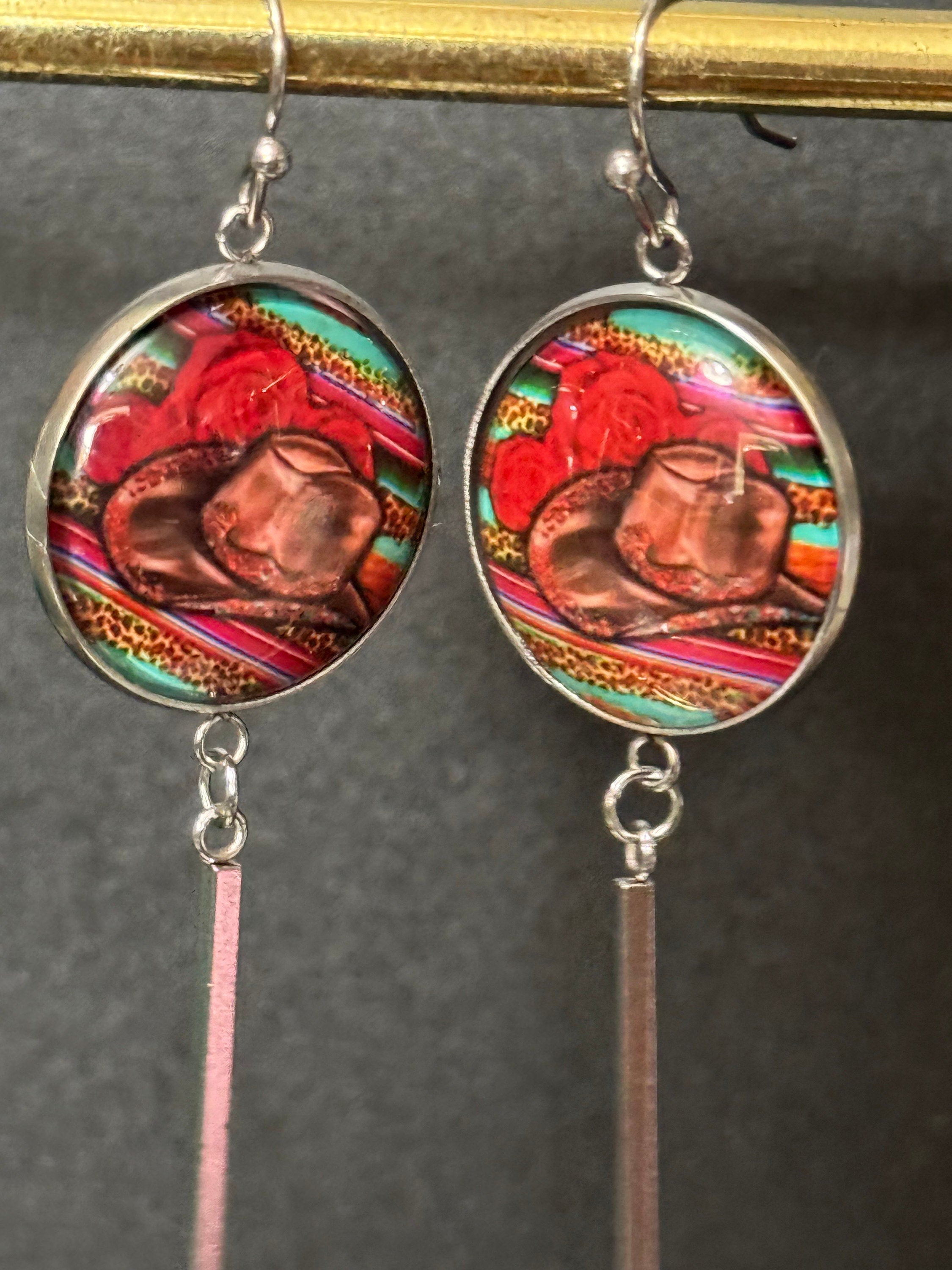 Western Cowboy Hat Earrings: South American Style, Stainless Steel