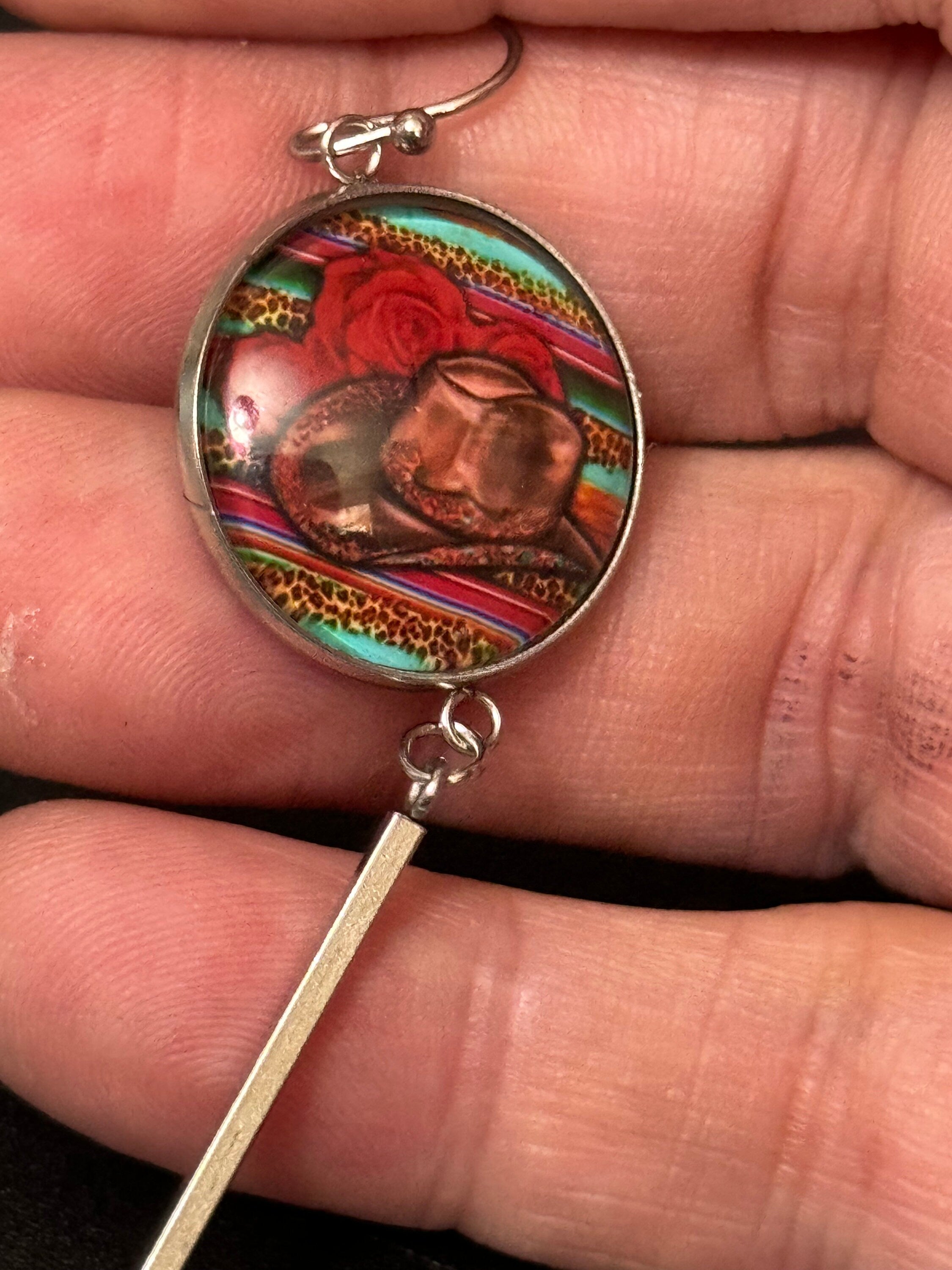 Western Cowboy Hat Earrings: South American Style, Stainless Steel