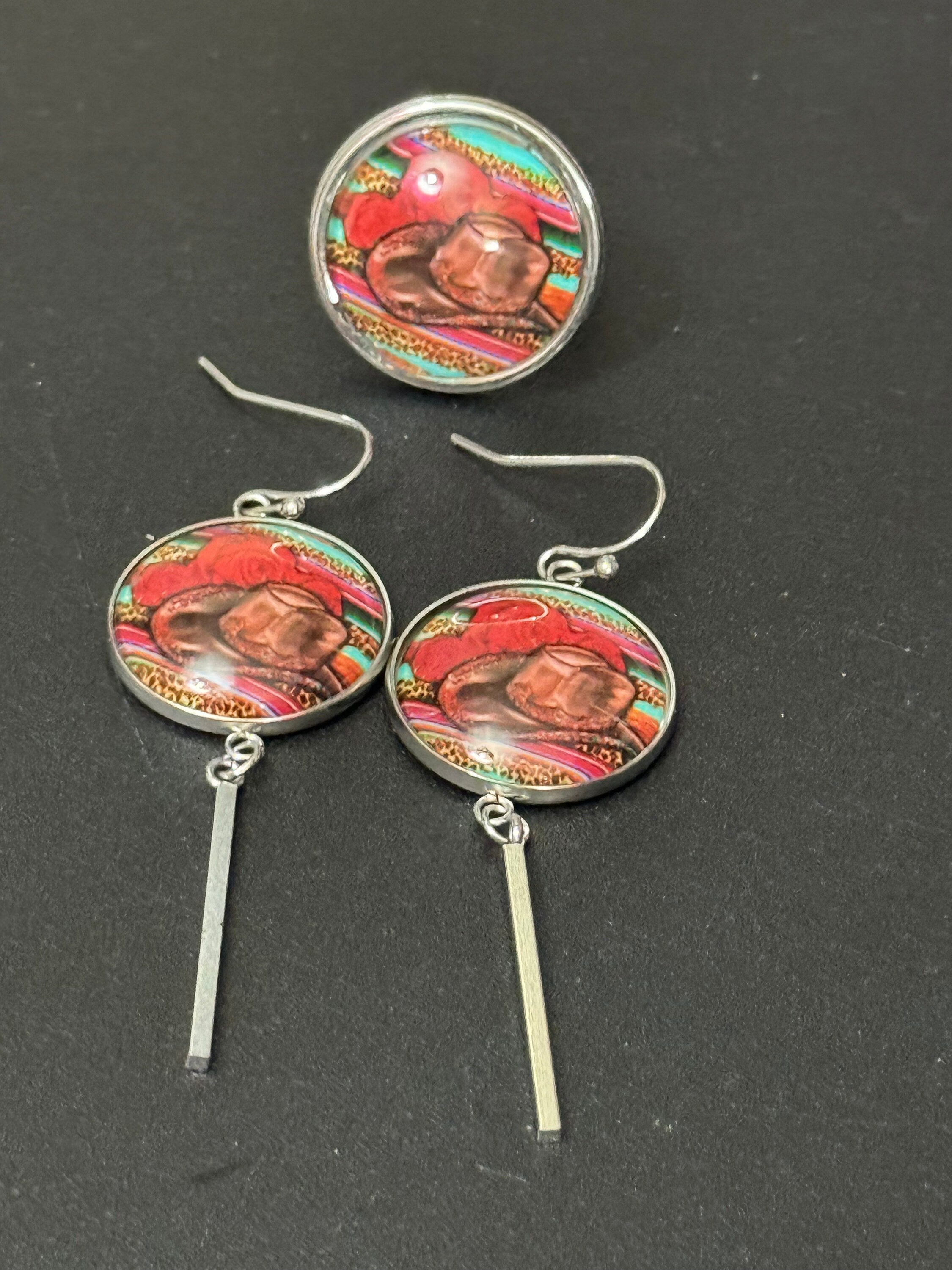 Western Cowboy Hat Earrings: South American Style, Stainless Steel
