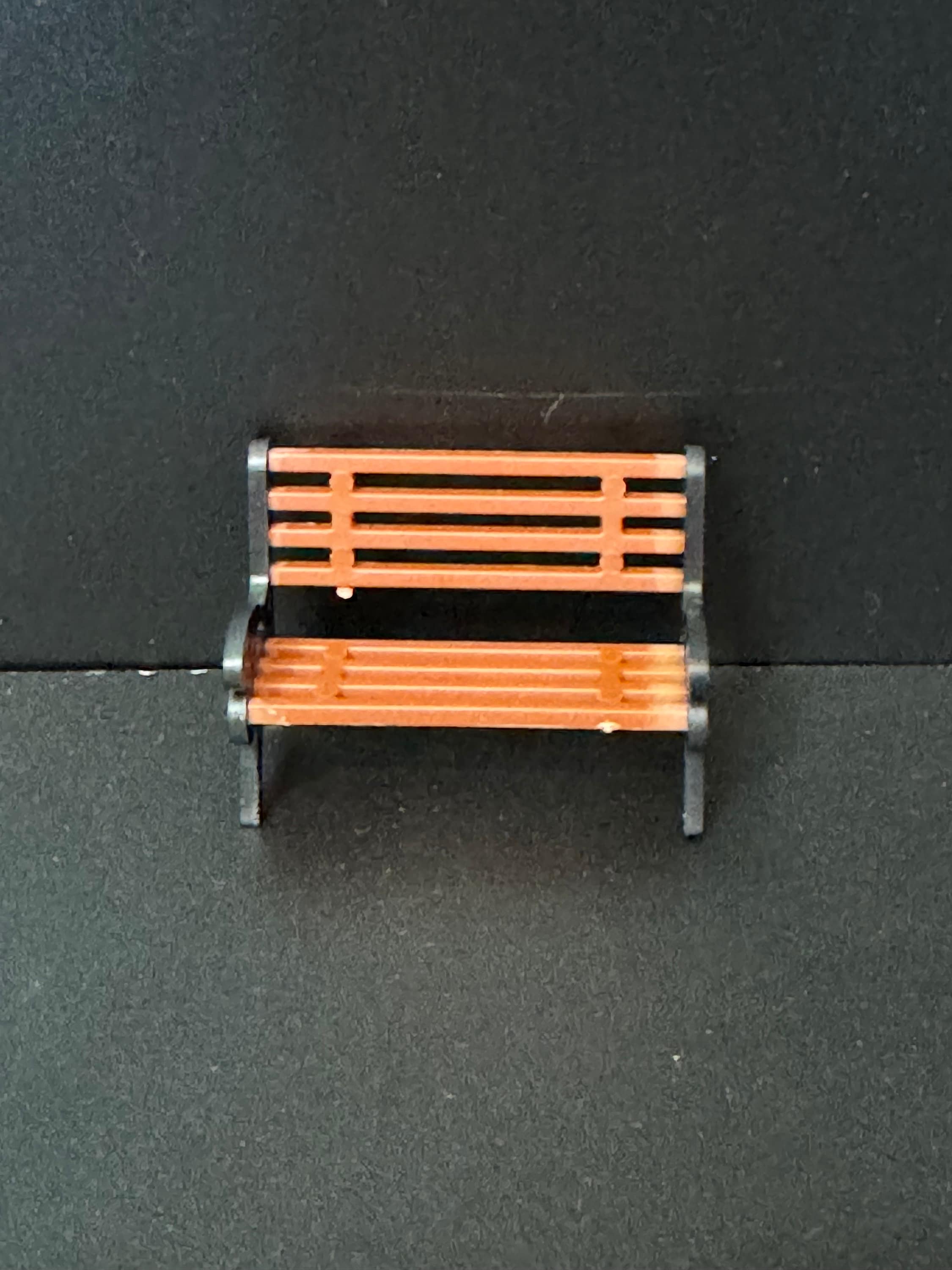 Miniature Park Bench: Brown & Black Plastic Cake Topper (4cm)