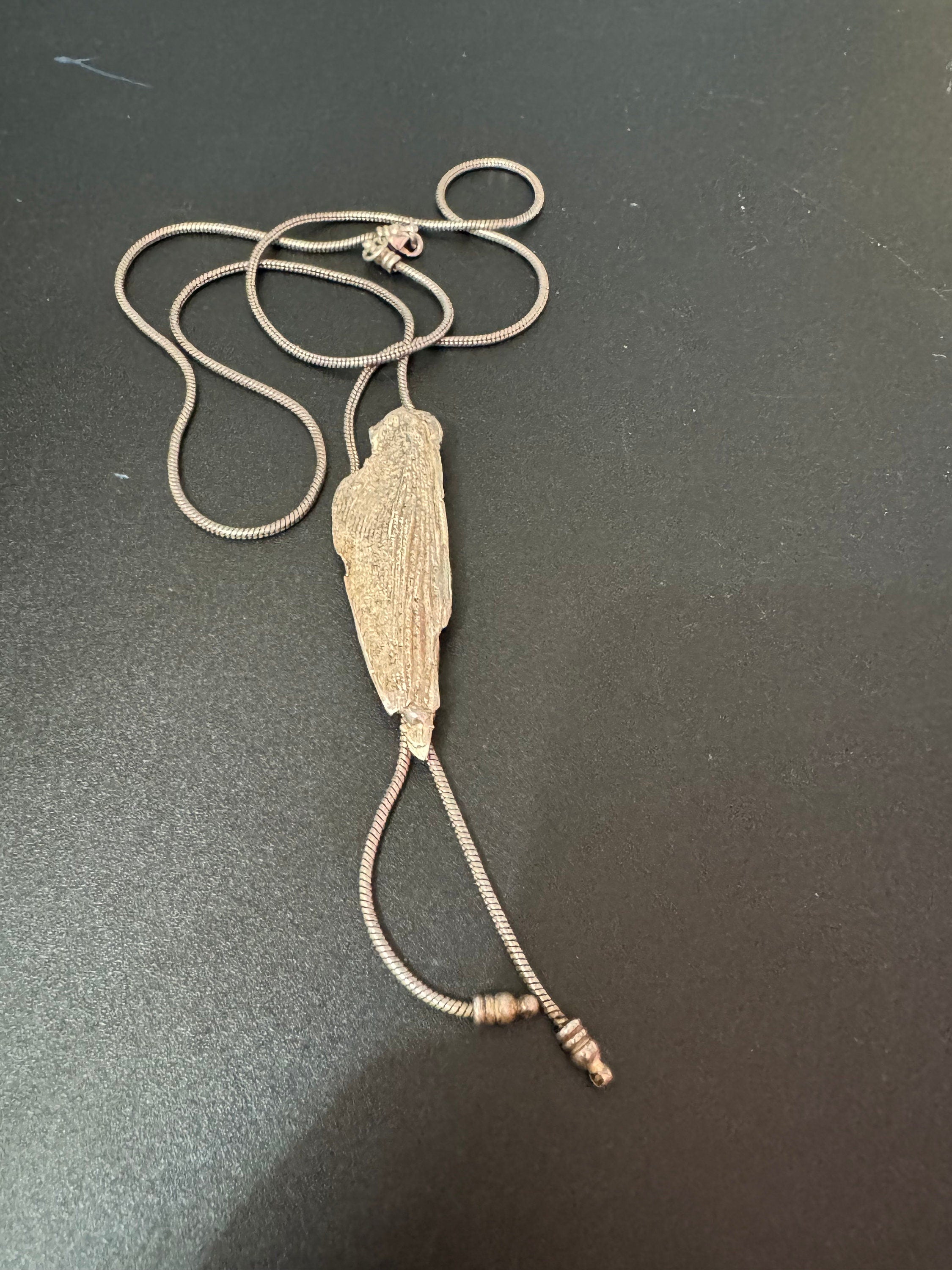 Signed Charles Duret Vintage Bolo Necklace: French Brutalist Pendant