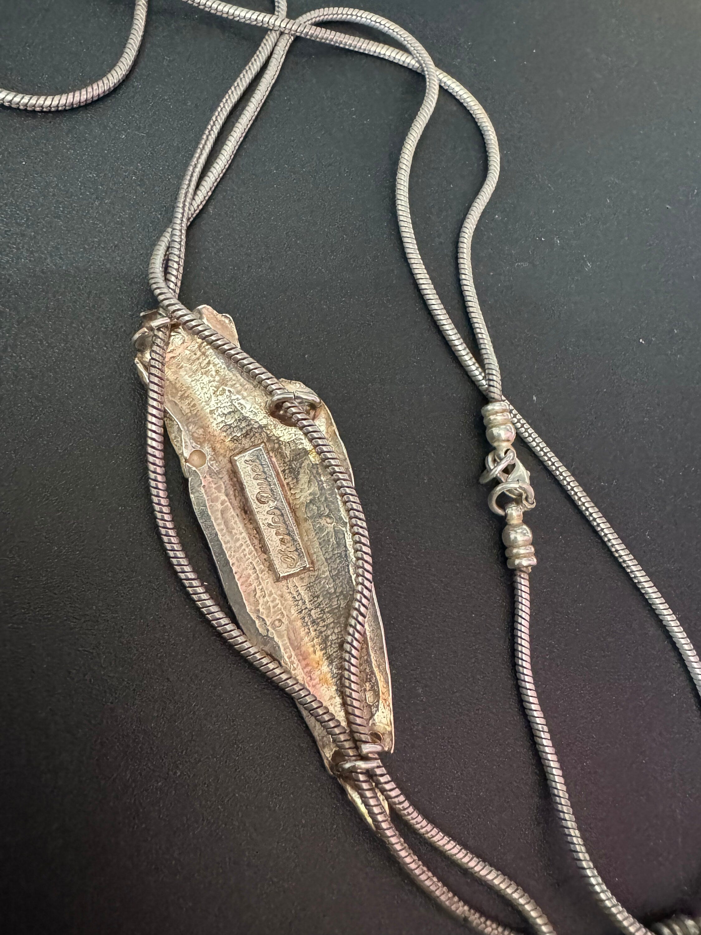 Signed Charles Duret Vintage Bolo Necklace: French Brutalist Pendant