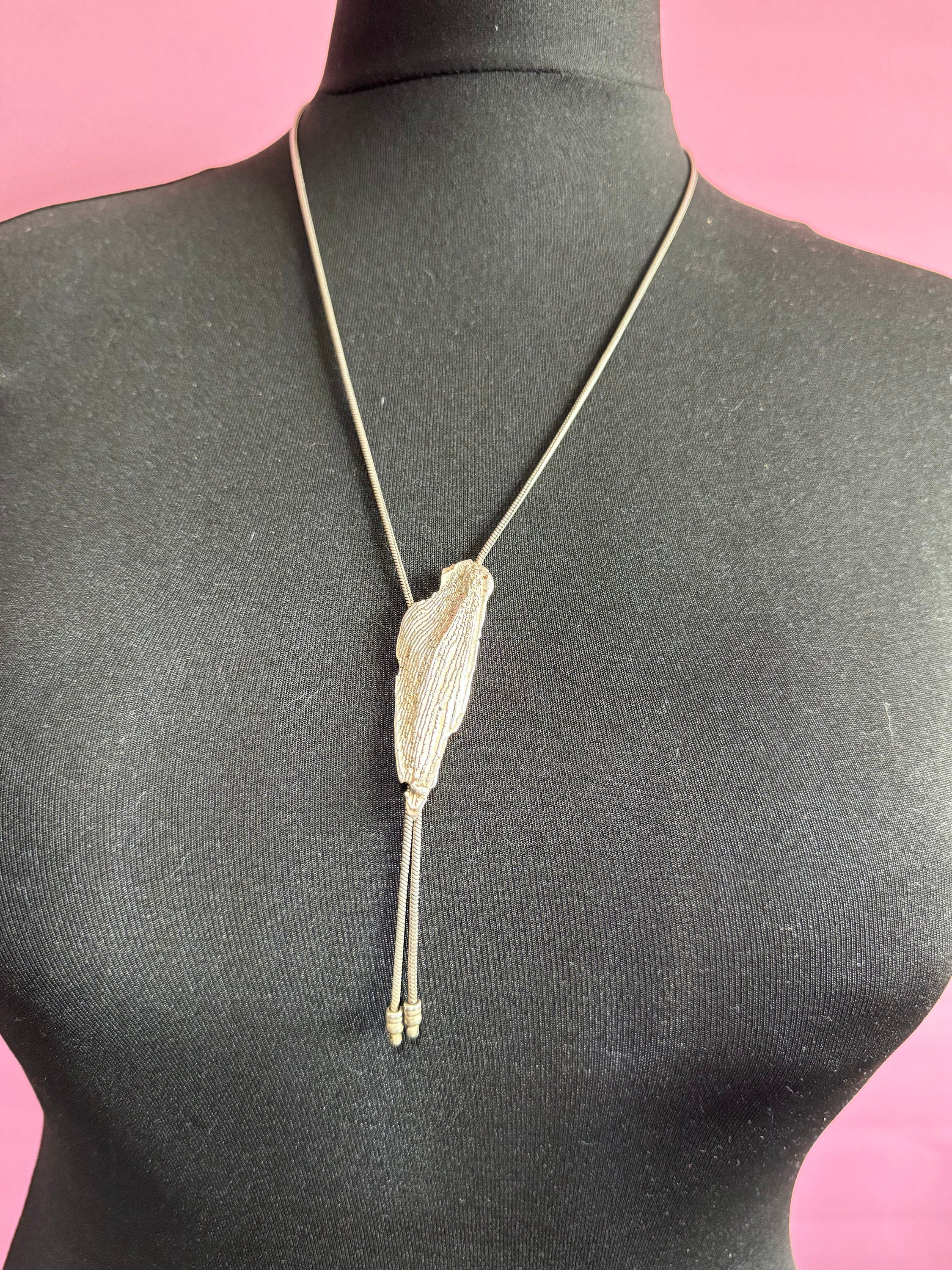 Signed Charles Duret Vintage Bolo Necklace: French Brutalist Pendant