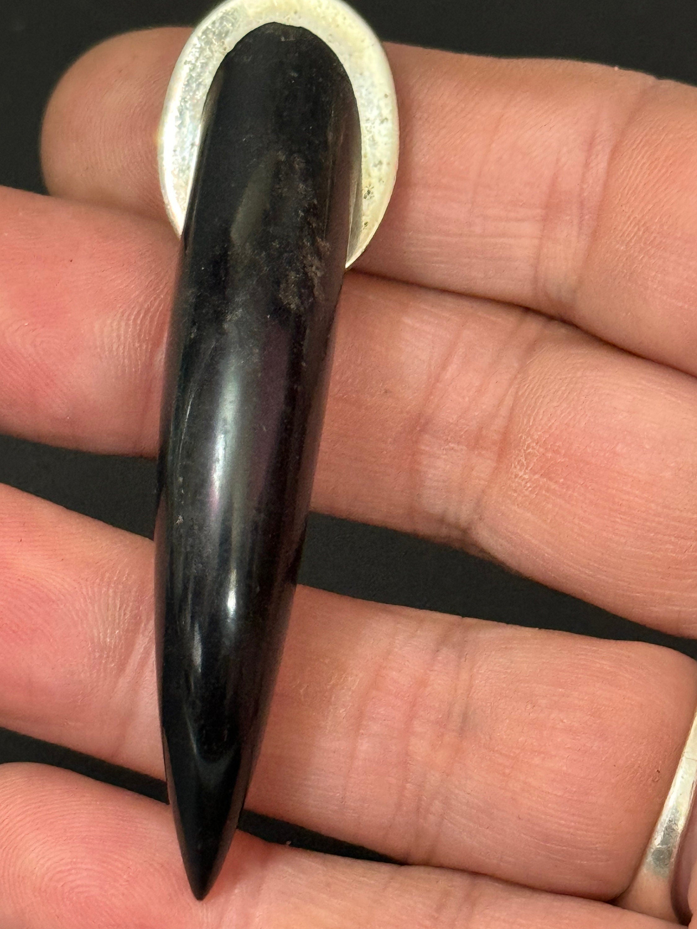 1 x Art Deco Geometric Silver Chrome early plastic celluloid black tooth dress Clip metal