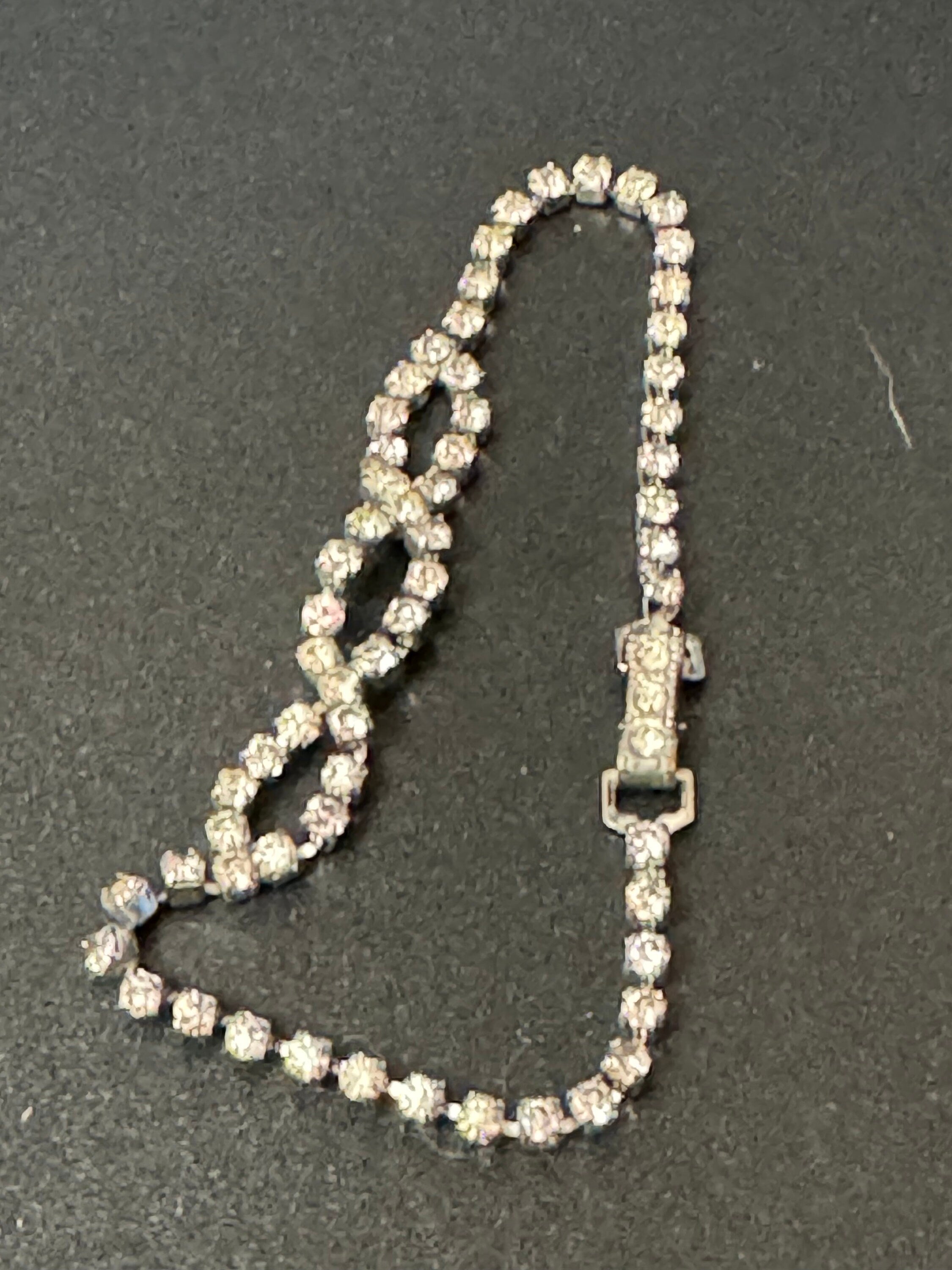 slim Vintage clear Diamanté silver tone rhinestone set cocktail Bracelet 18cm