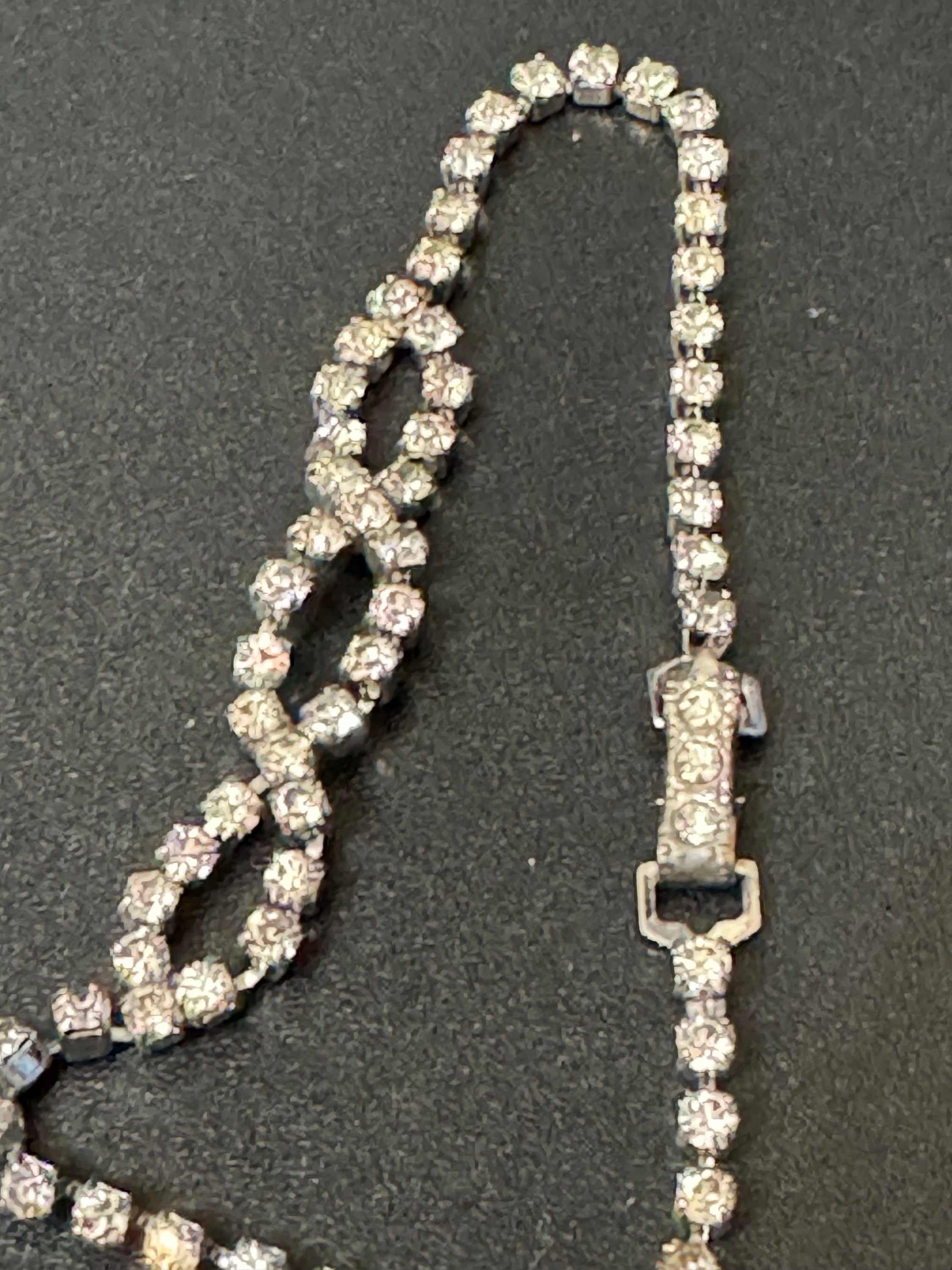 slim Vintage clear Diamanté silver tone rhinestone set cocktail Bracelet 18cm