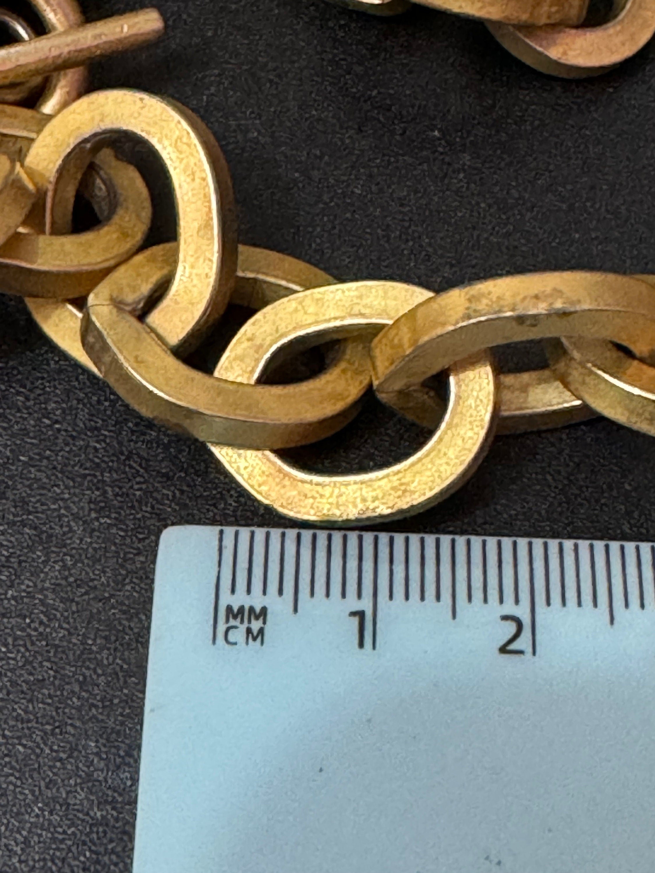 Vintage heavy chunky wide Matt gold cable chain link long necklace 90cm