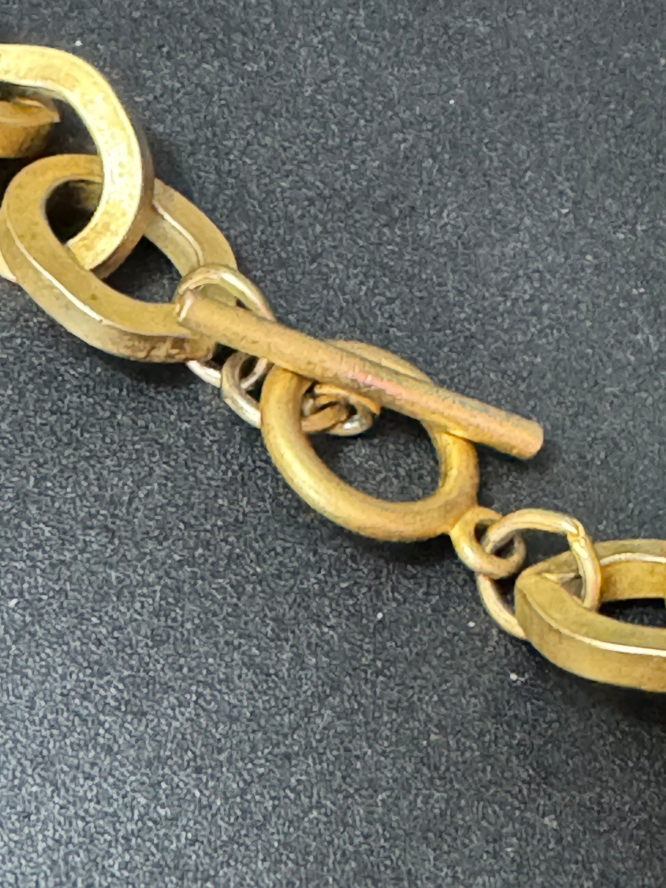 Vintage heavy chunky wide Matt gold cable chain link long necklace 90cm
