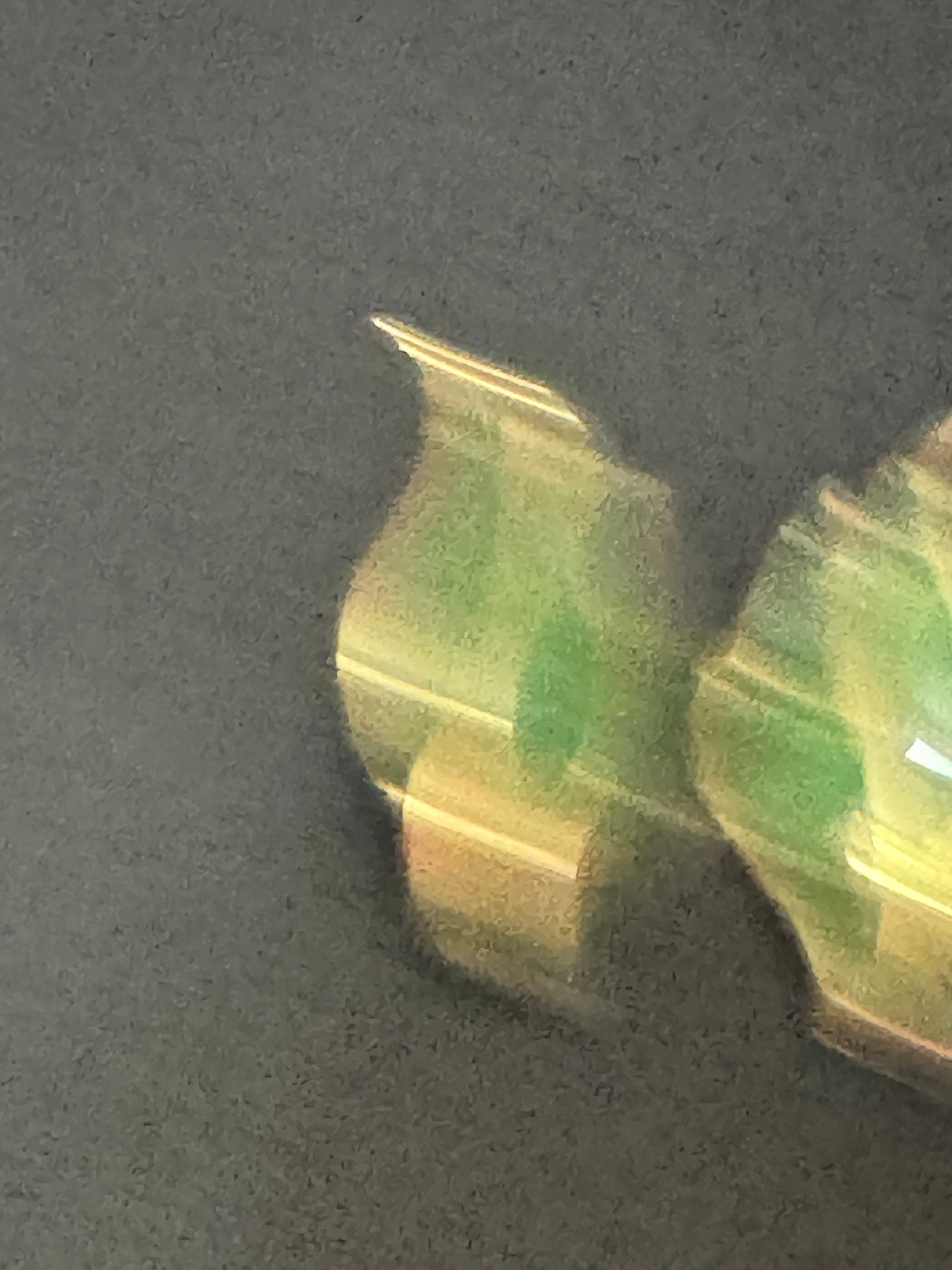 Vintage retro 1980s green enamel studs for pierced ears stud earrings gold tone