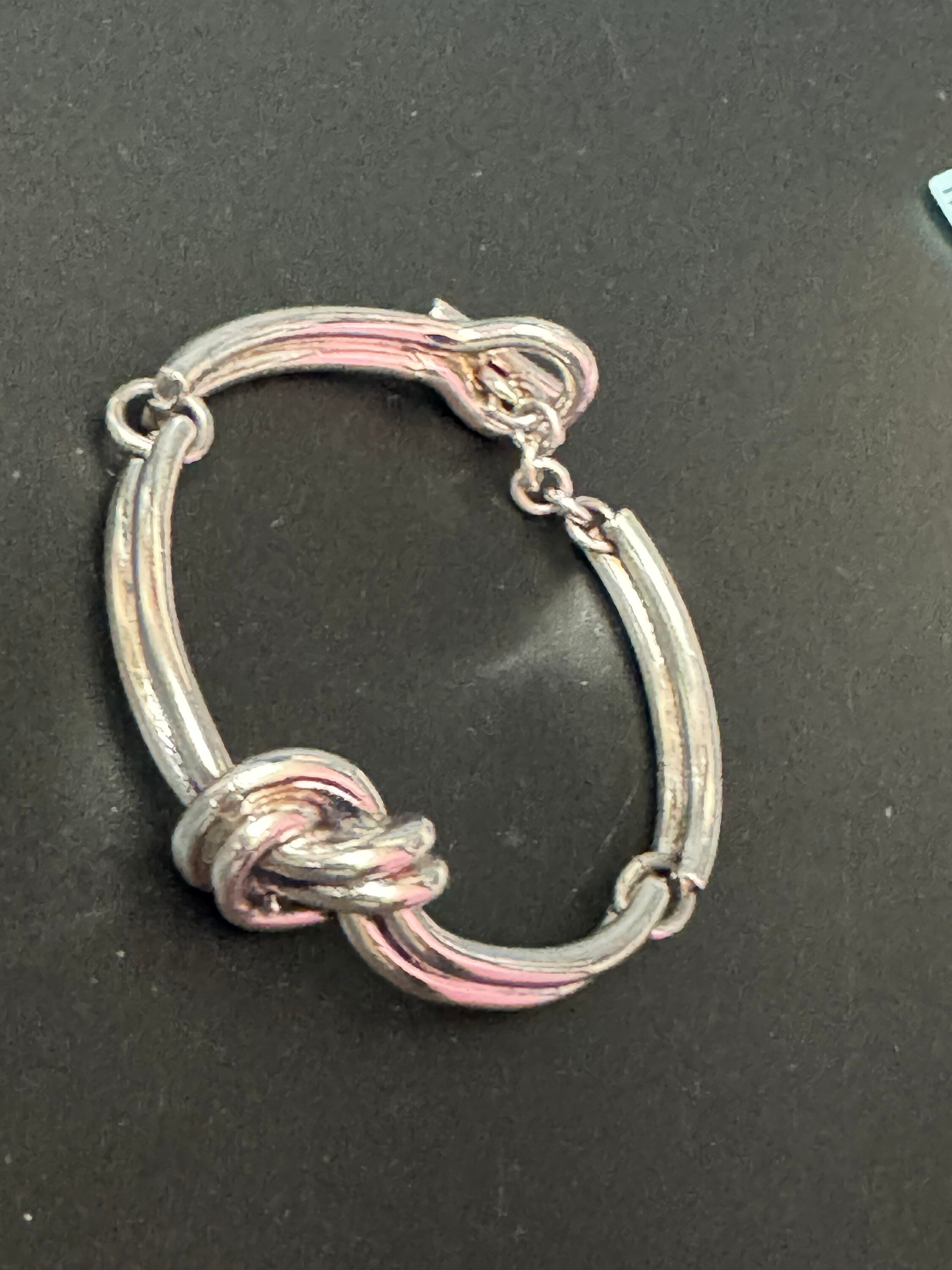 retro signed AGATHA PARIS chunky silver tone statement designer chain knot bracelet