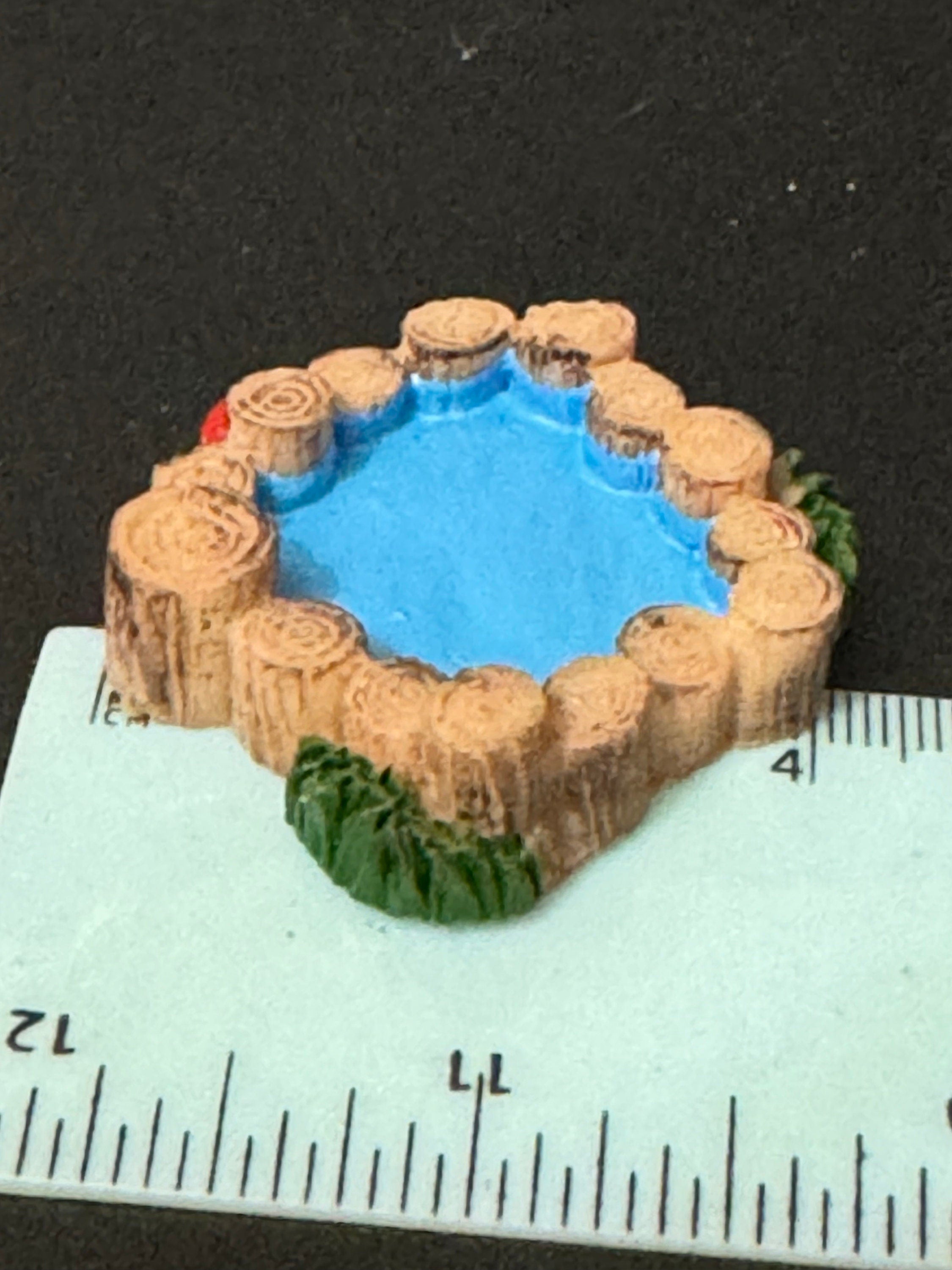 Miniature Resin brown woodland pond wishing pool cake topper scenery dolls house decoration fairy garden