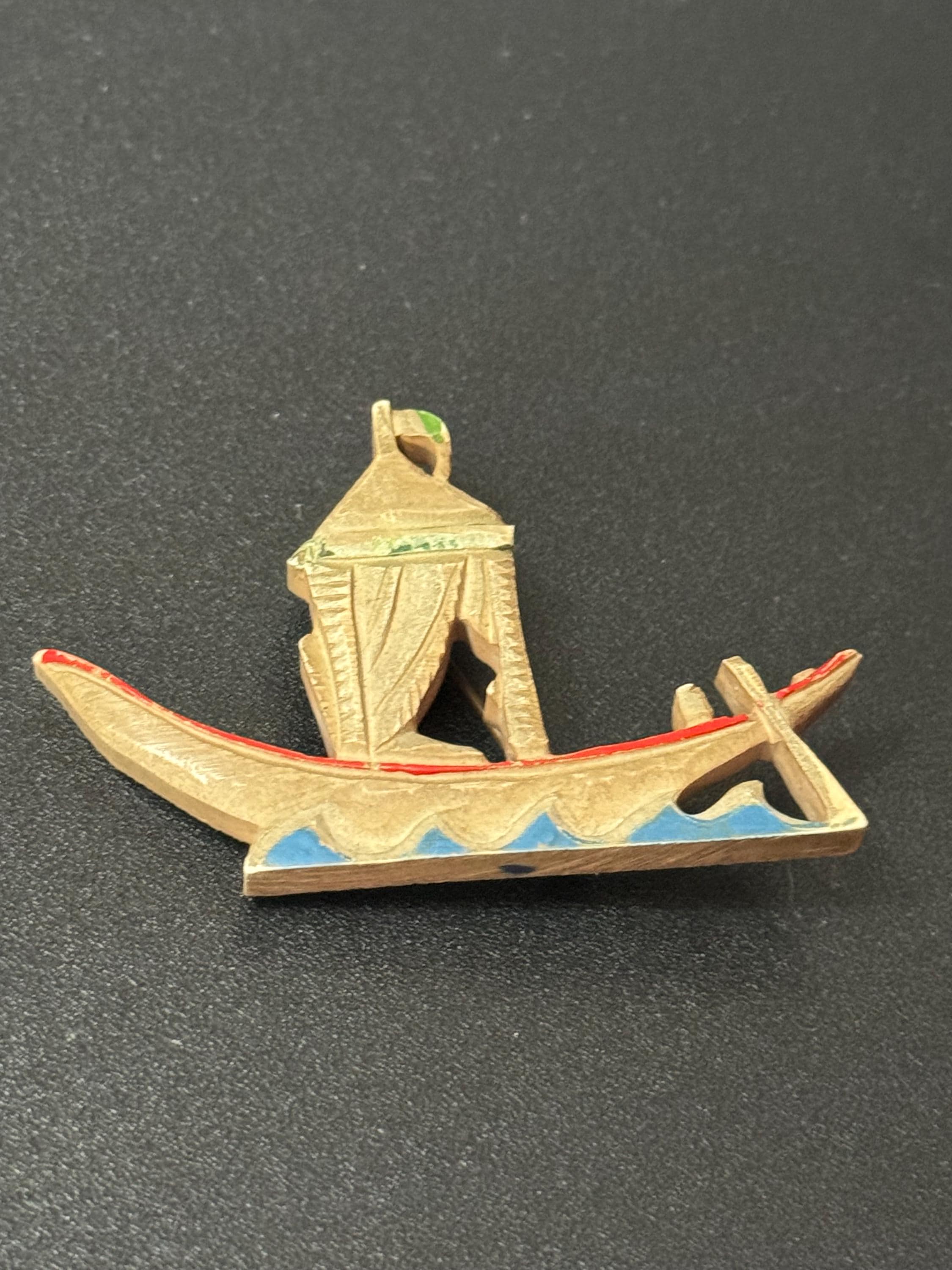 vintage nautical early plastic celluloid boat gondola Brooch