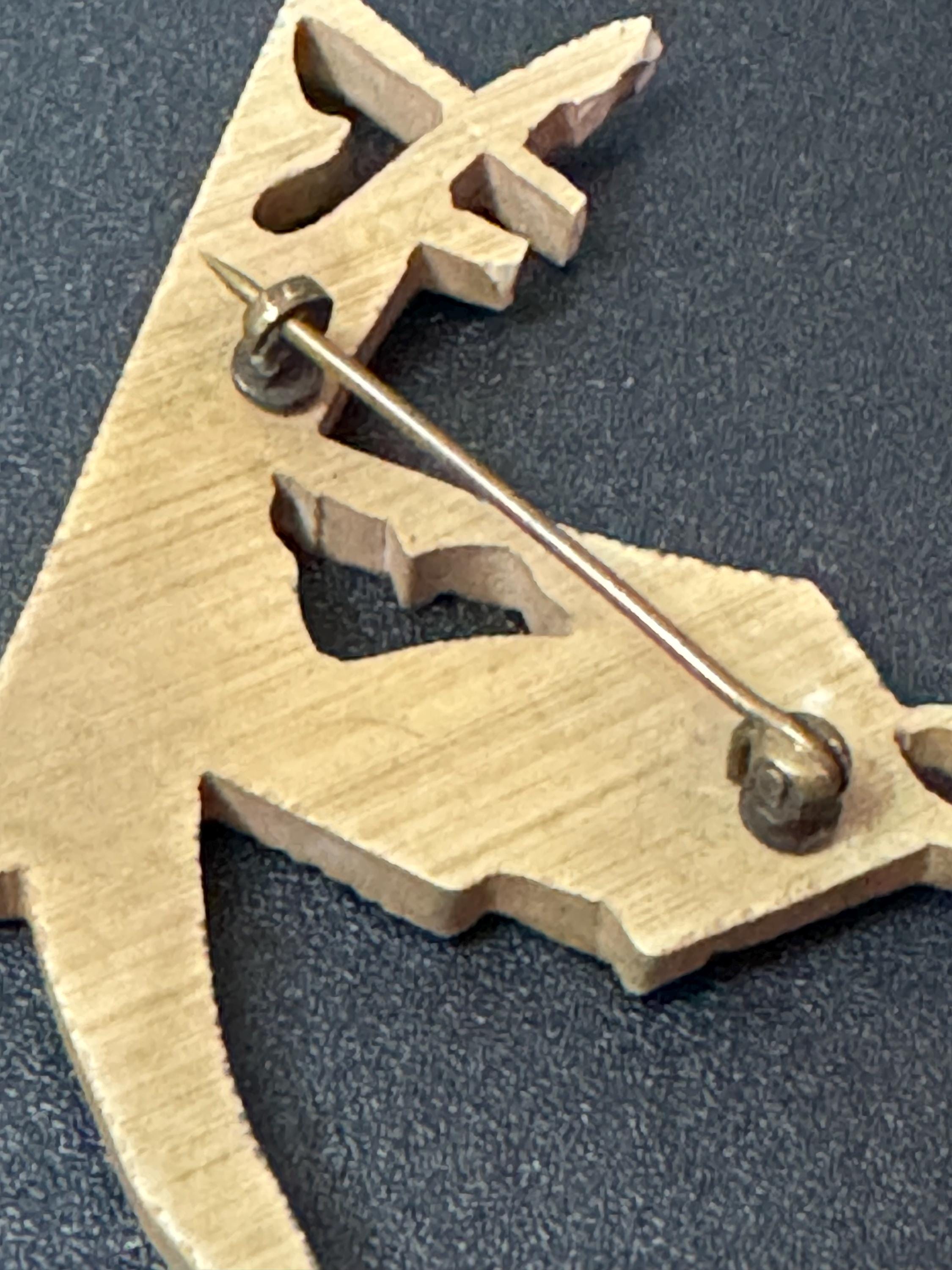 vintage nautical early plastic celluloid boat gondola Brooch