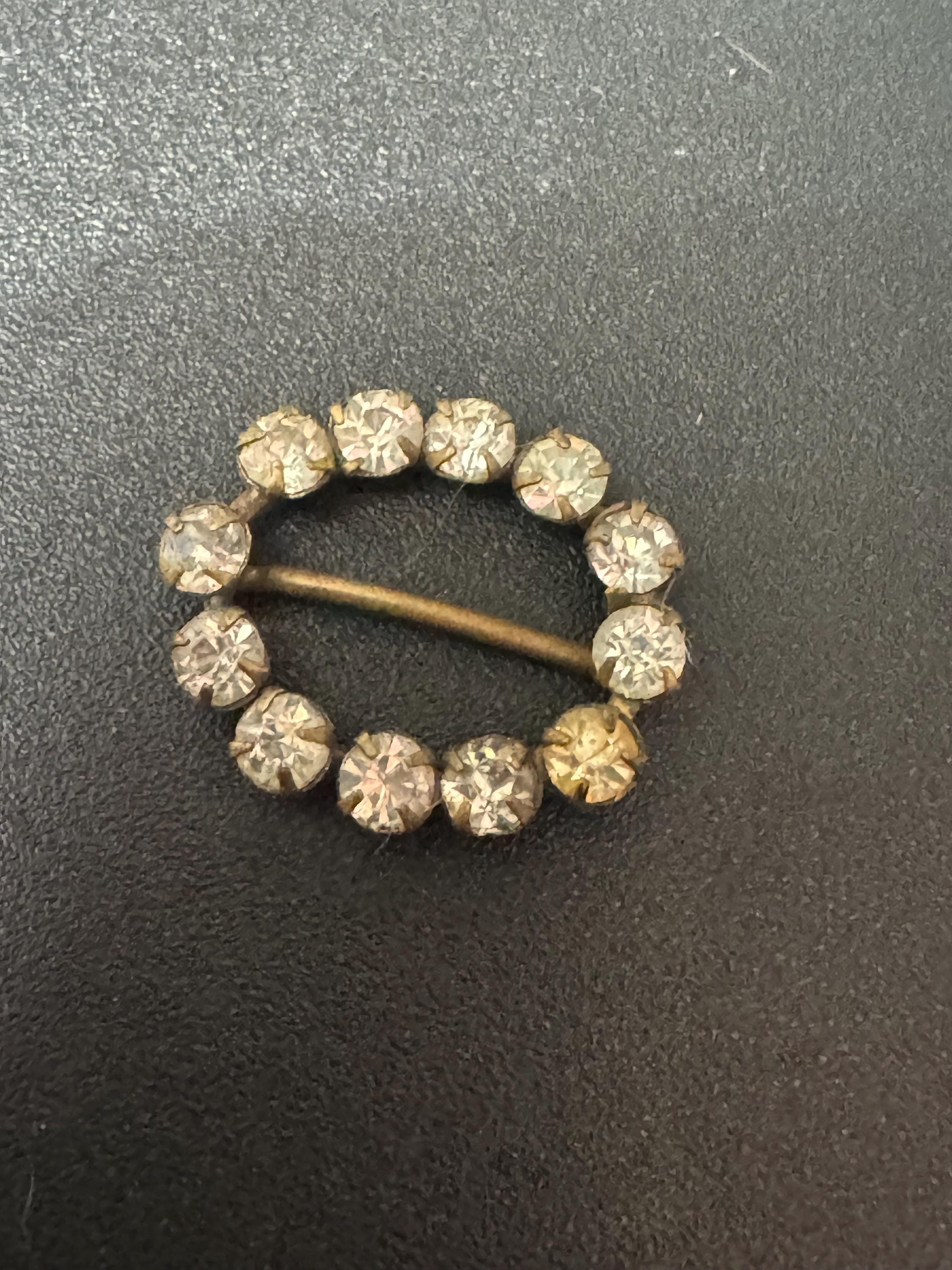 Small Vintage Retro Belt OVAL Pring Set belt Buckle Clasp Clip Paste Rhinestone Dressmaking Couture art deco