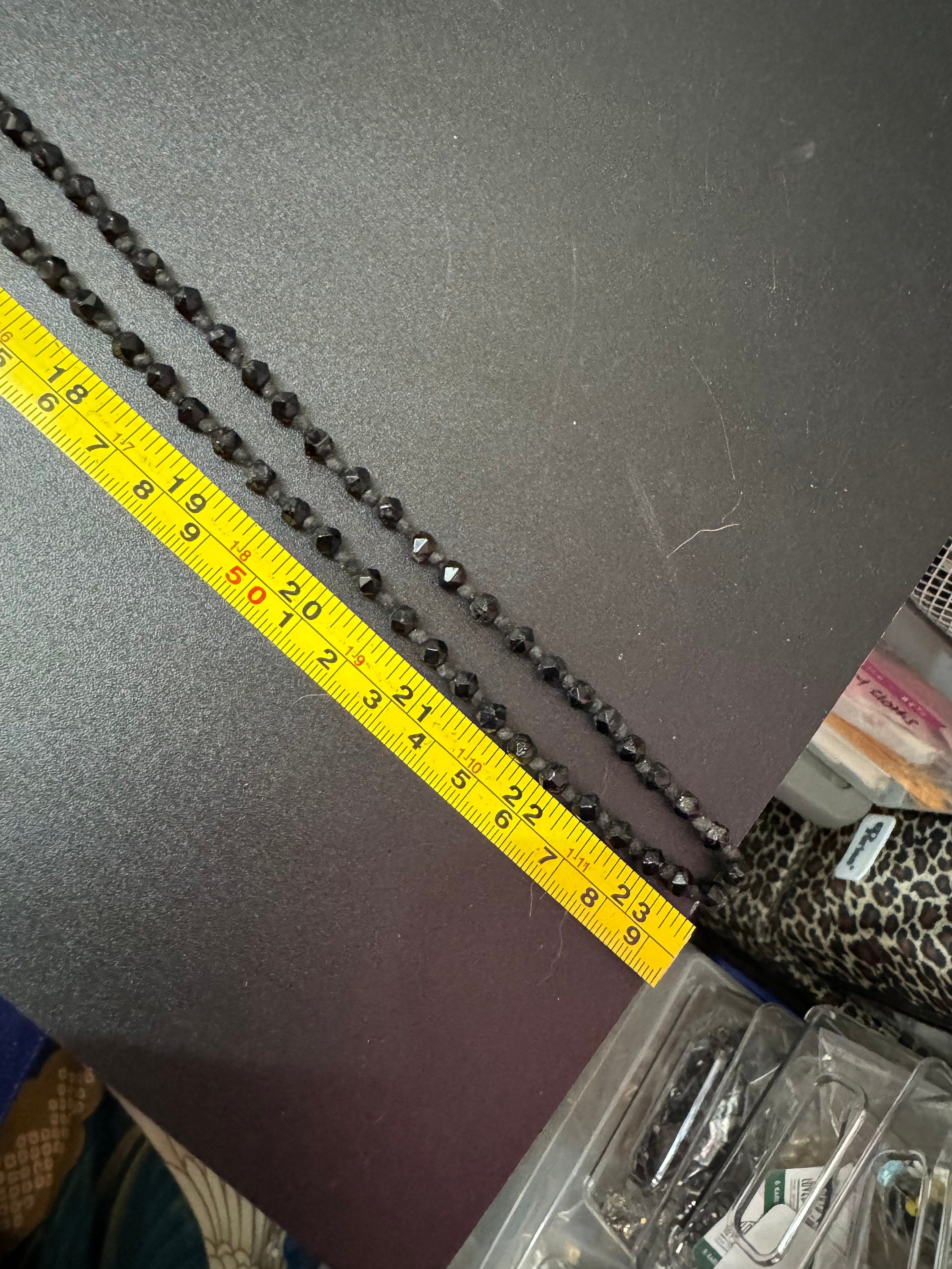 vintage French Jet Black Glass Lariat or sautoir long beaded necklace faceted glass beads vintage art deco 1920s 1930s