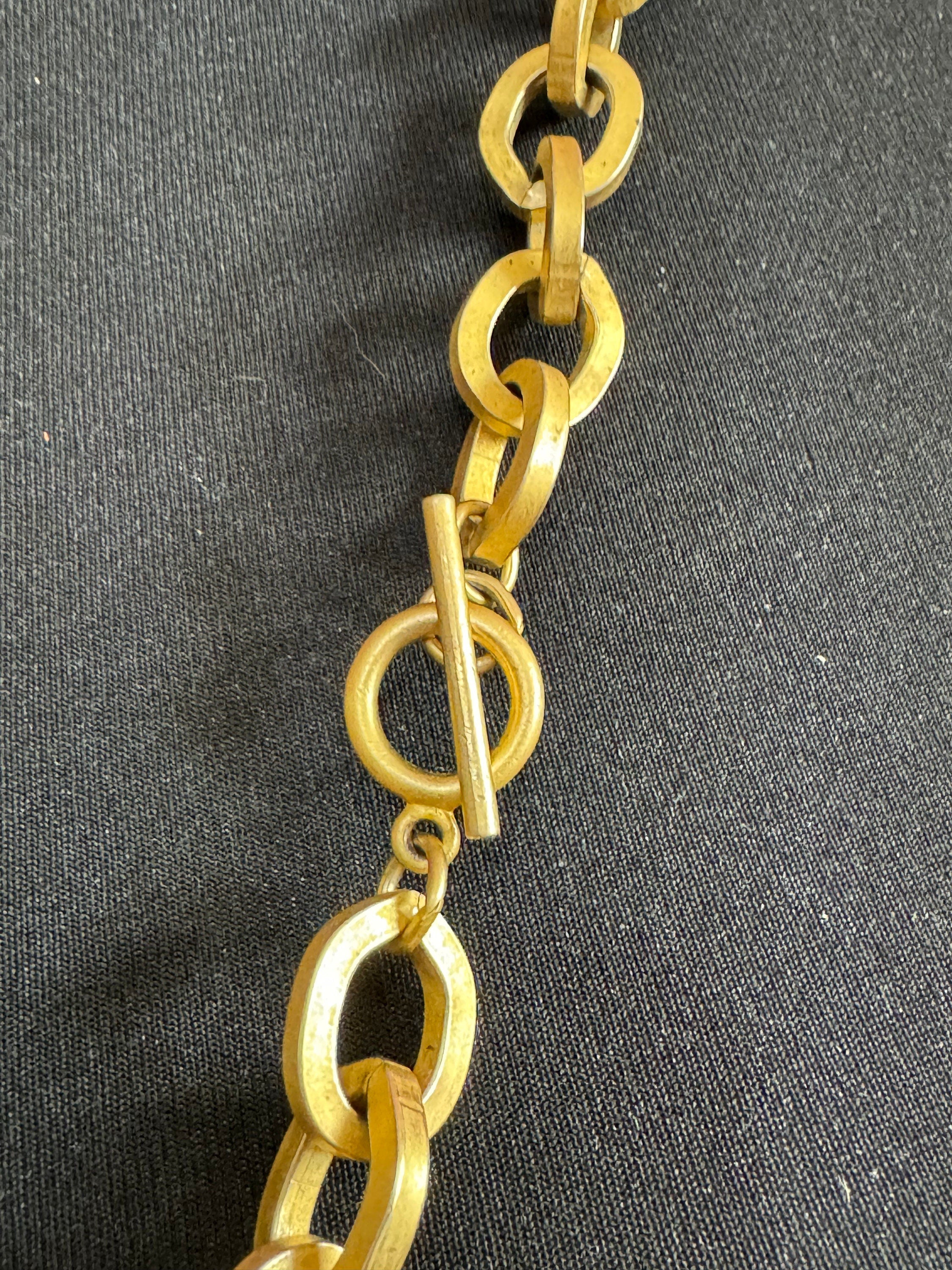 Vintage heavy chunky wide Matt gold cable chain link long necklace 90cm
