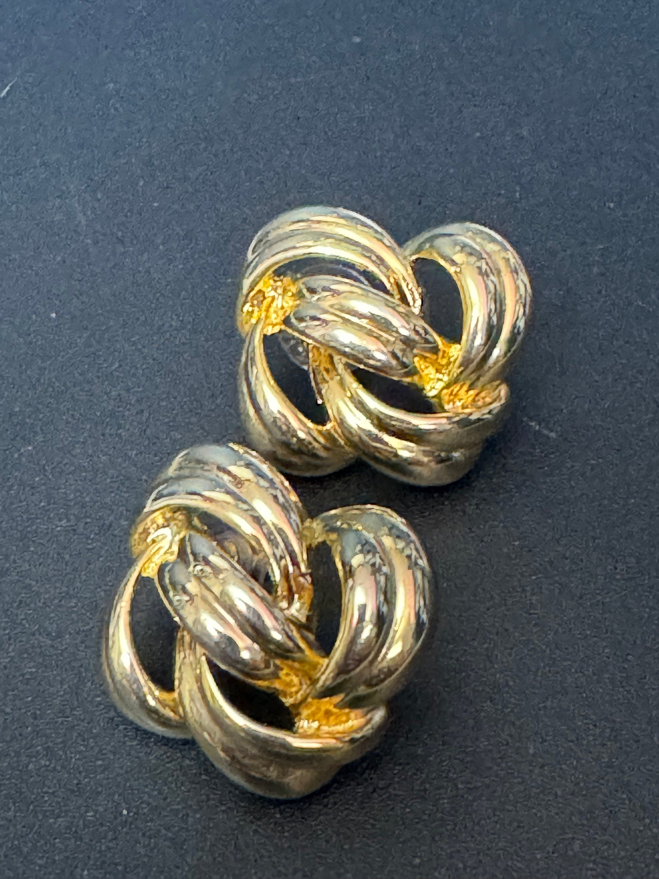 Vintage Retro 1980s oversized gold tone high end pierced large stud Earrings