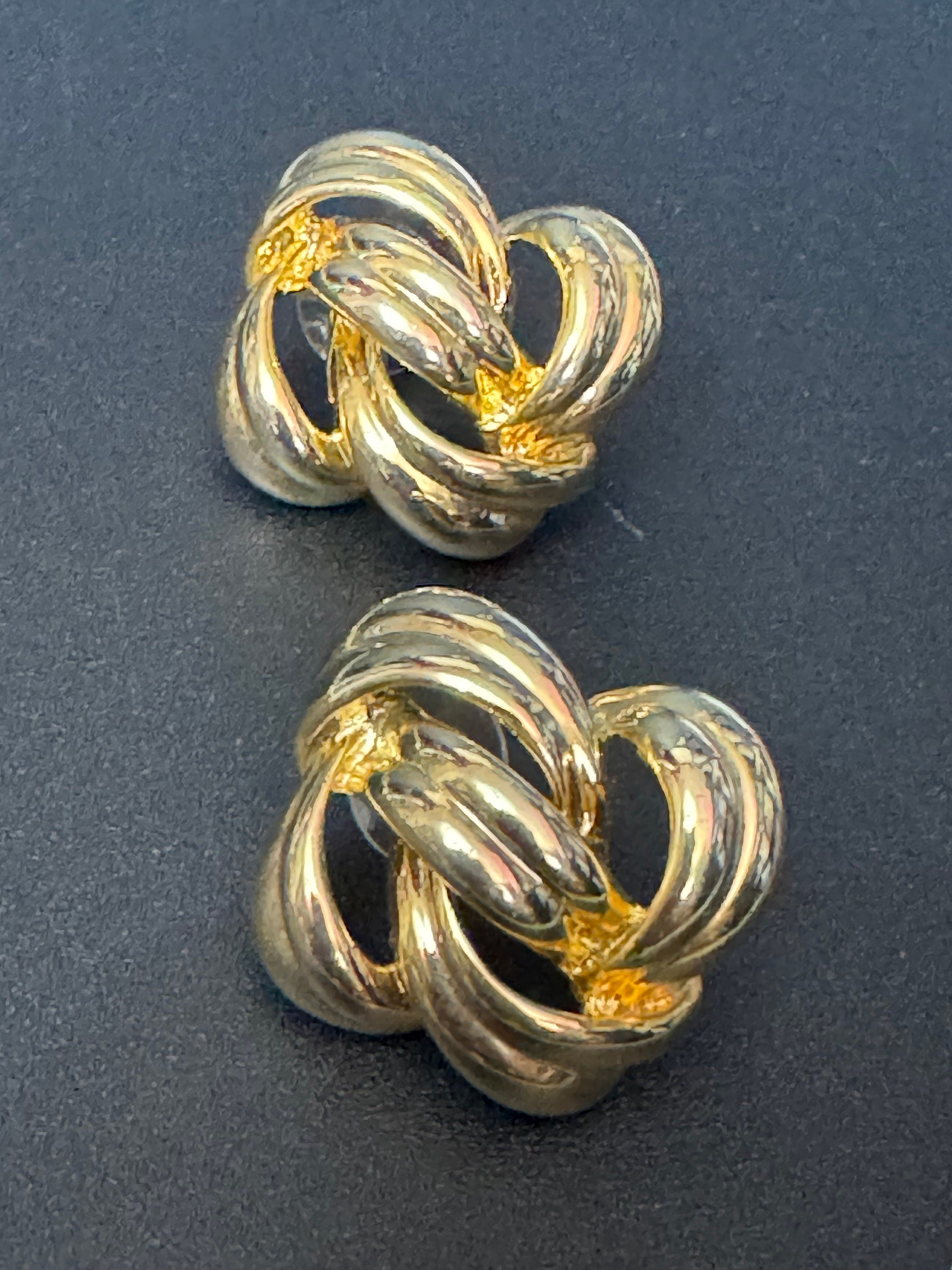 Vintage Retro 1980s oversized gold tone high end pierced large stud Earrings